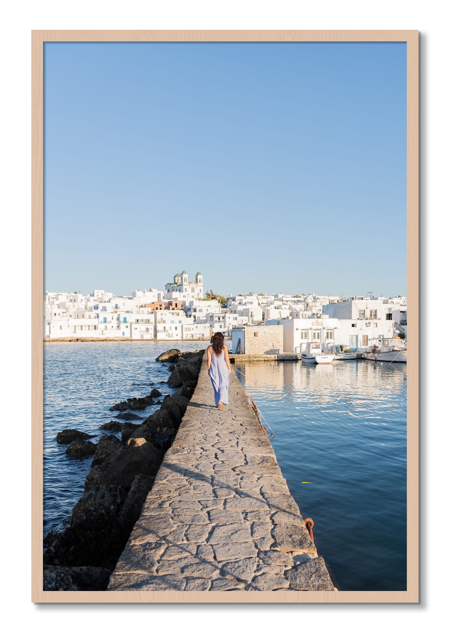 Framed photograph of Path To Paros by Dylan Ozanich, Maple frame, Full Bleed