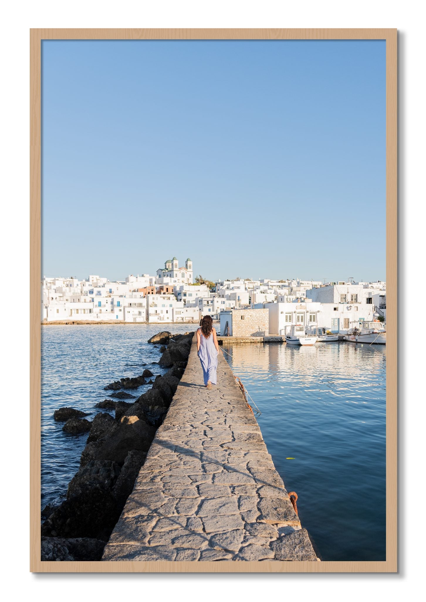Framed photograph of Path To Paros by Dylan Ozanich, Oak frame, Full Bleed