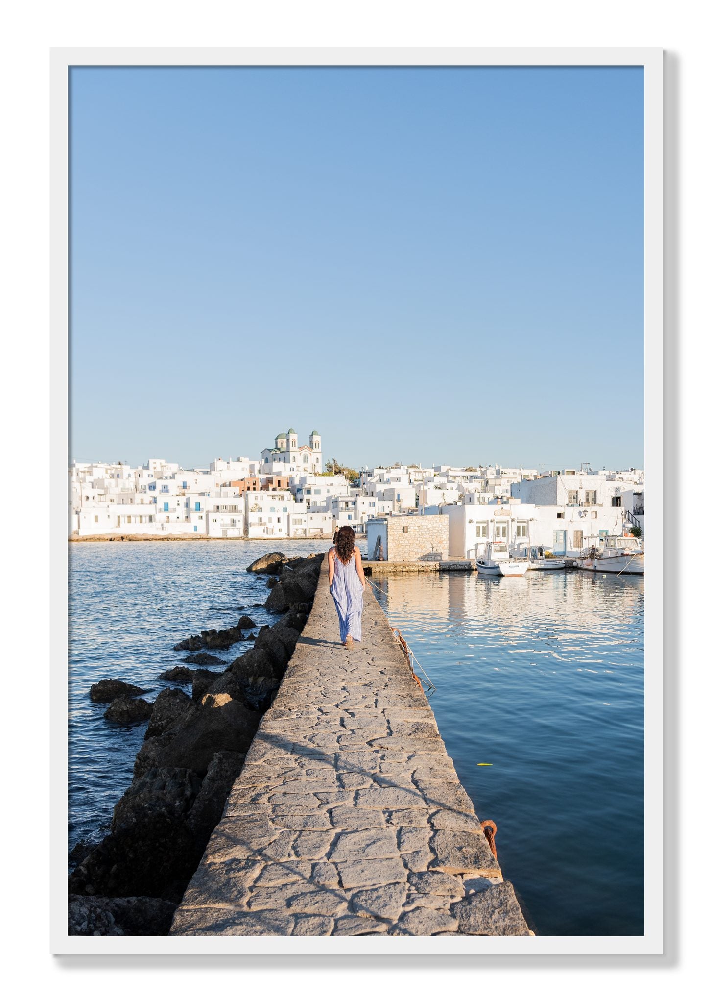 Framed photograph of Path To Paros by Dylan Ozanich, White frame, Full Bleed
