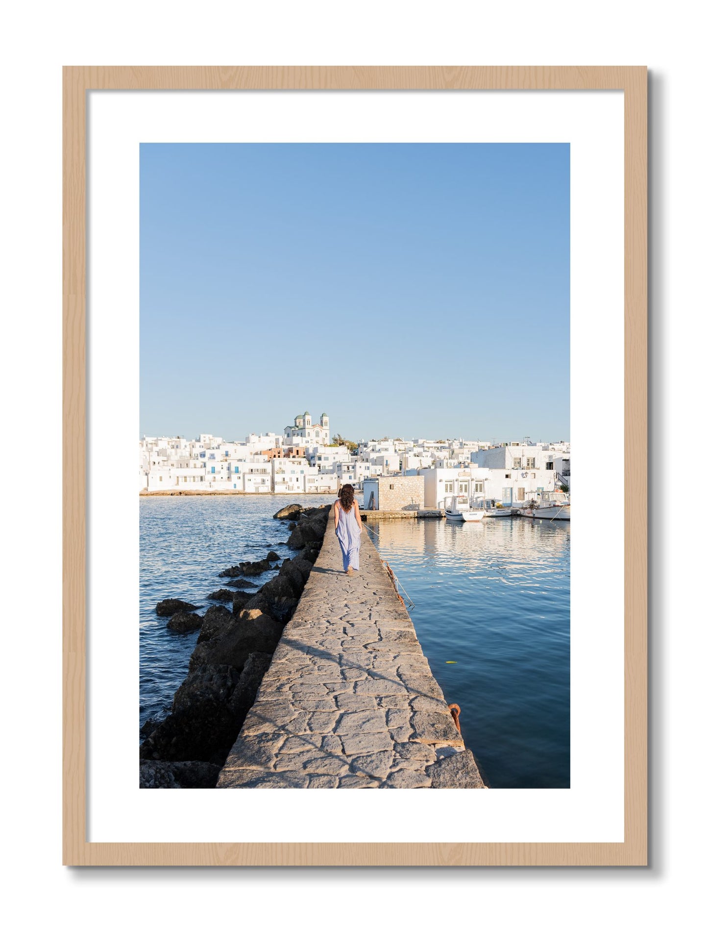 Framed photograph of Path To Paros by Dylan Ozanich, Oak frame, Borders