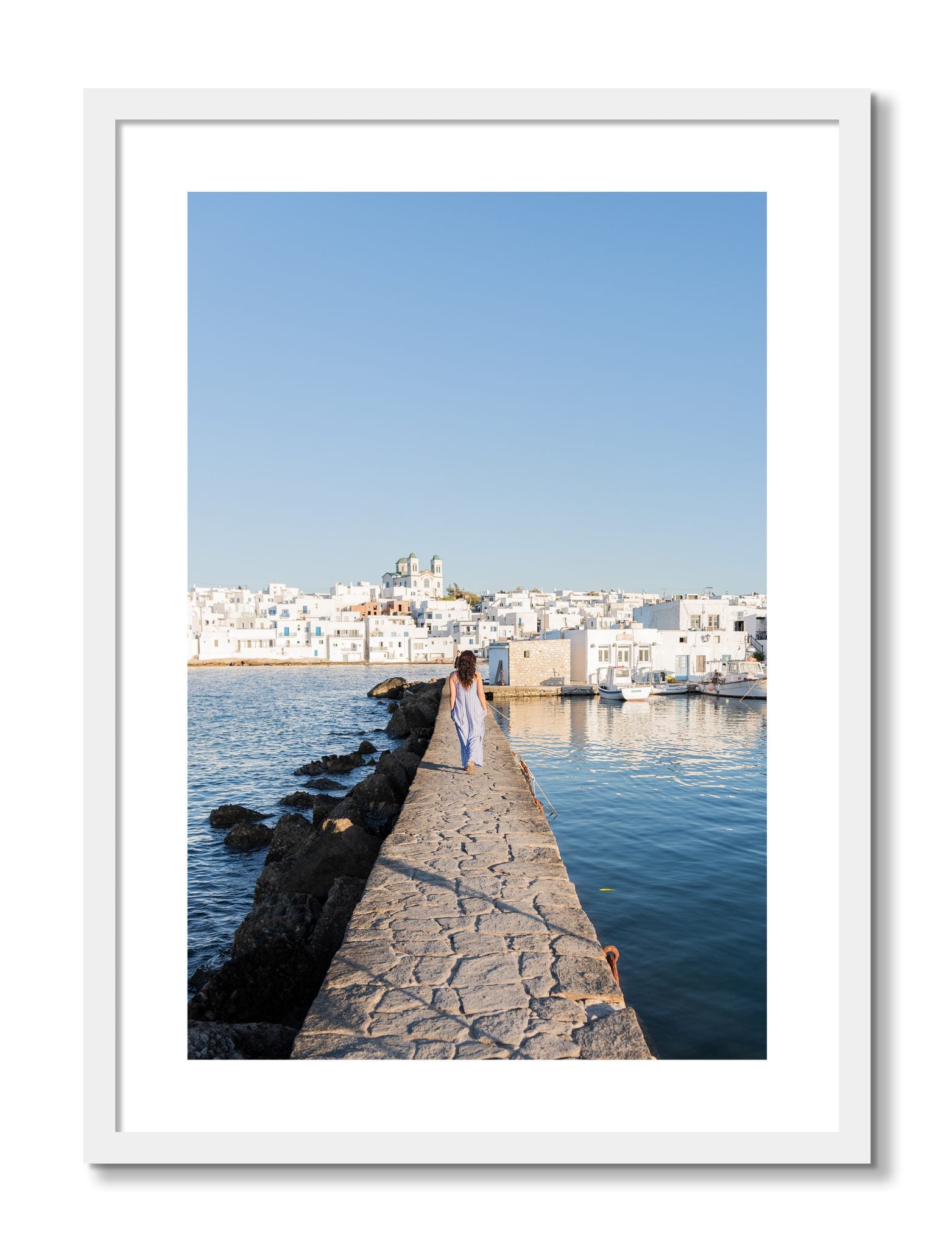 Framed photograph of Path To Paros by Dylan Ozanich, White frame, Borders