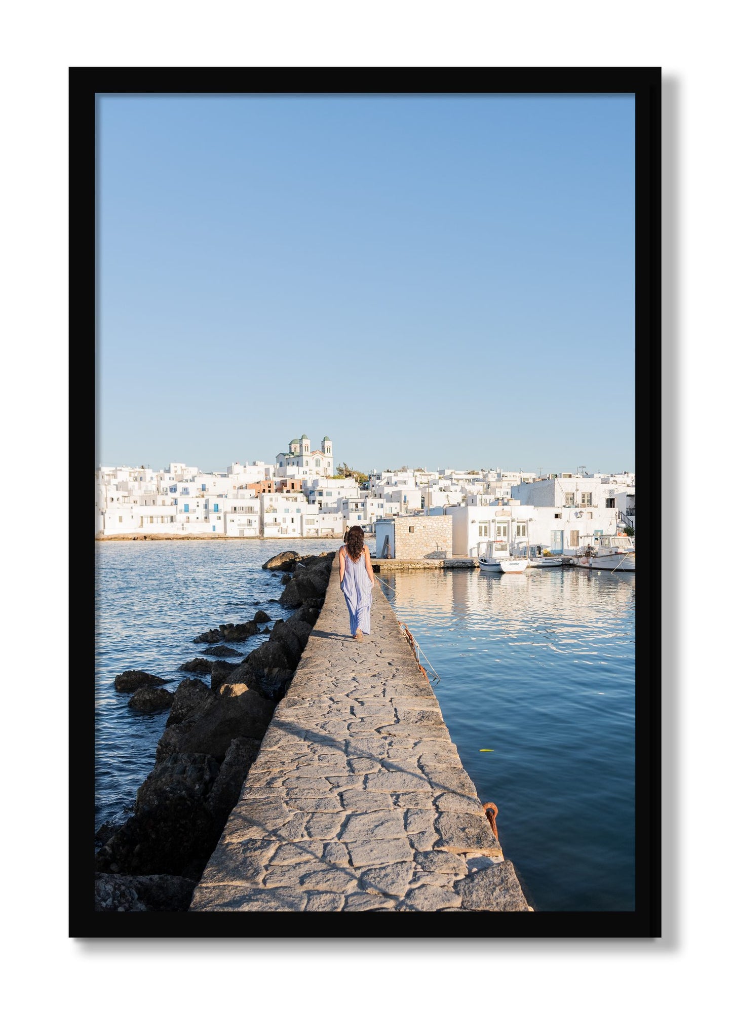 Framed photograph of Path To Paros by Dylan Ozanich, Black frame, Full Bleed