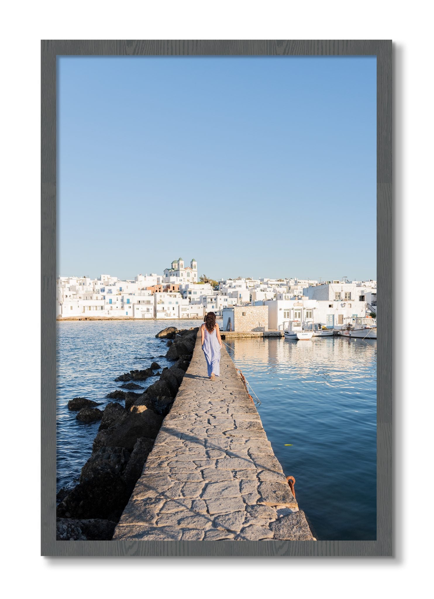 Framed photograph of Path To Paros by Dylan Ozanich, Grey frame, Full Bleed