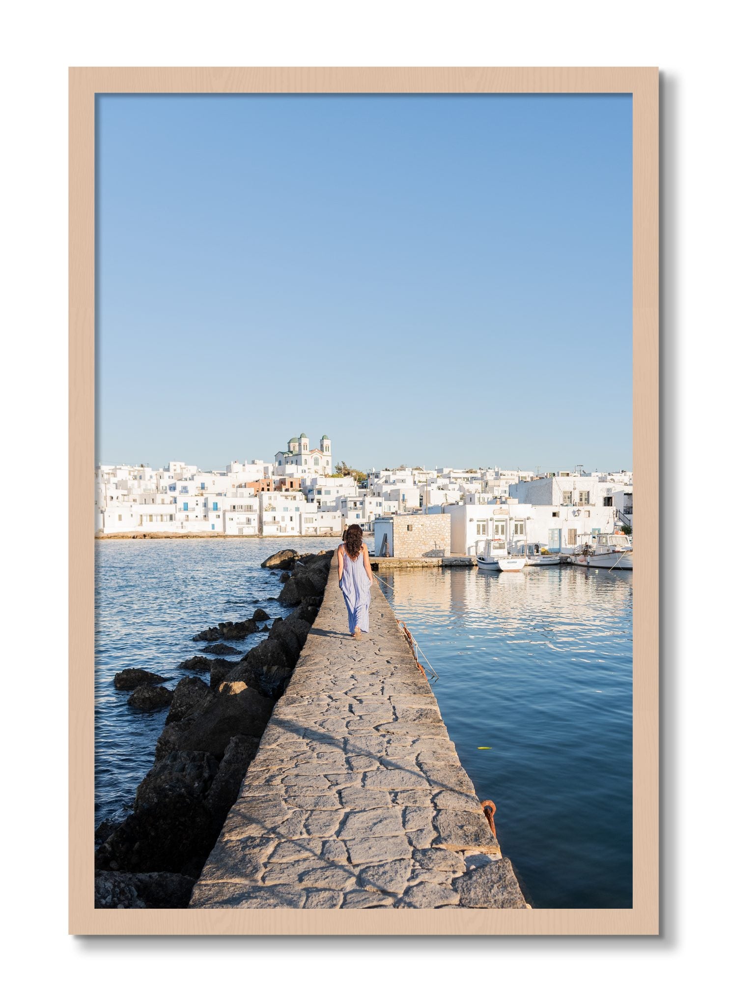 Framed photograph of Path To Paros by Dylan Ozanich, Maple frame, Full Bleed