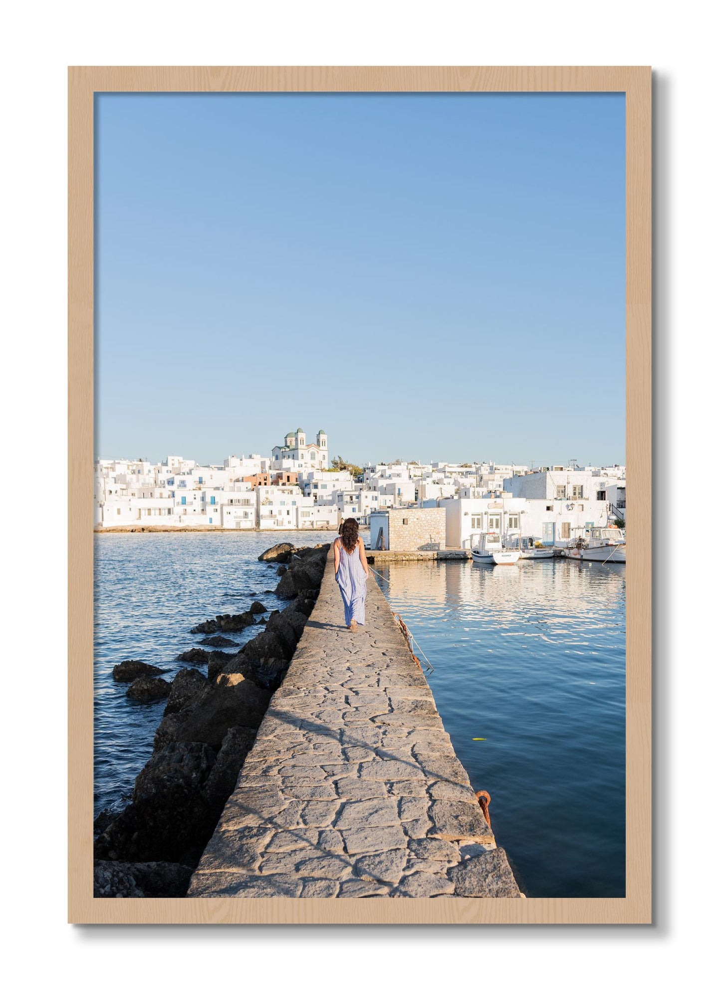 Framed photograph of Path To Paros by Dylan Ozanich, Oak frame, Full Bleed