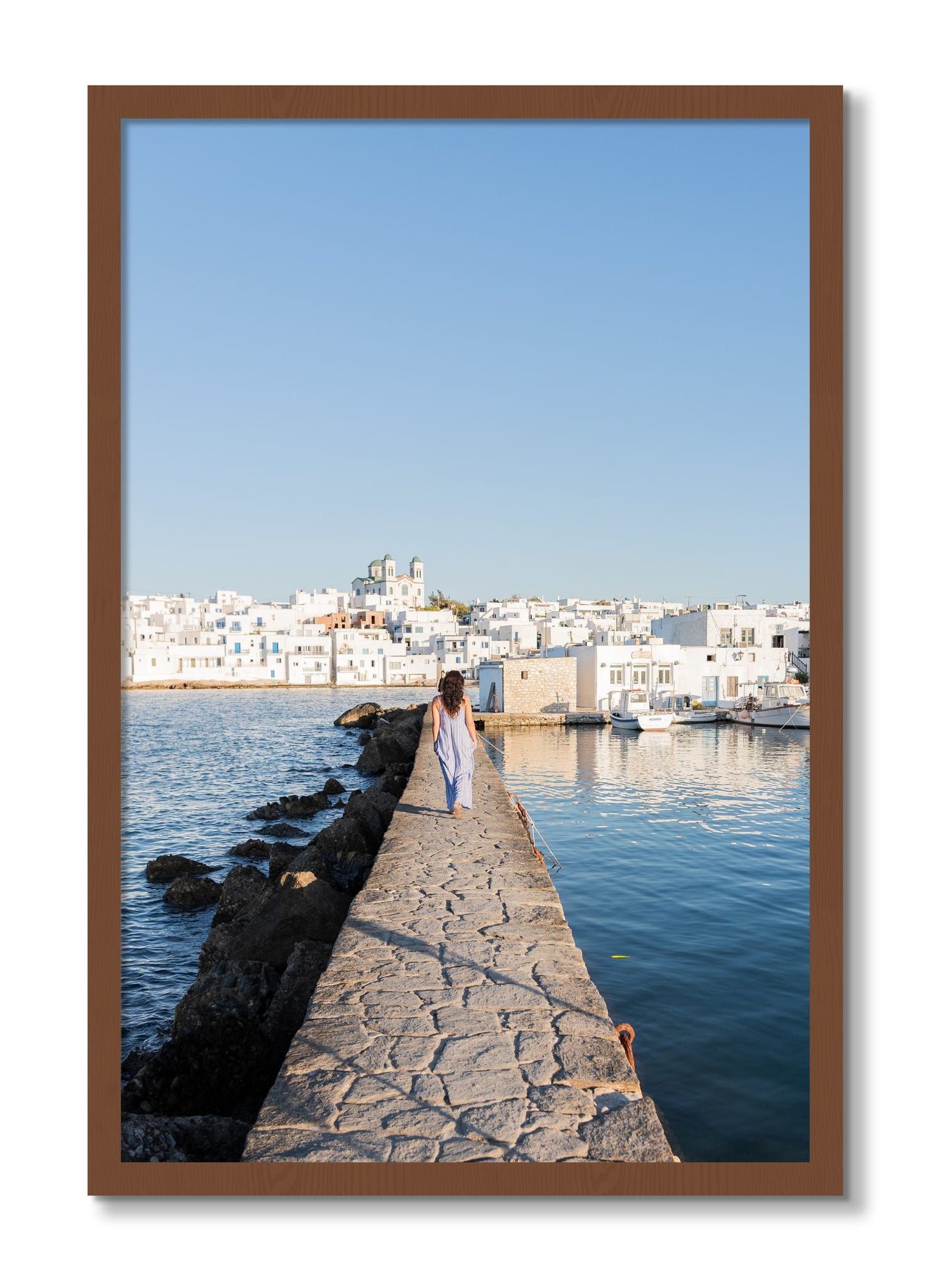 Framed photograph of Path To Paros by Dylan Ozanich, Walnut frame, Full Bleed