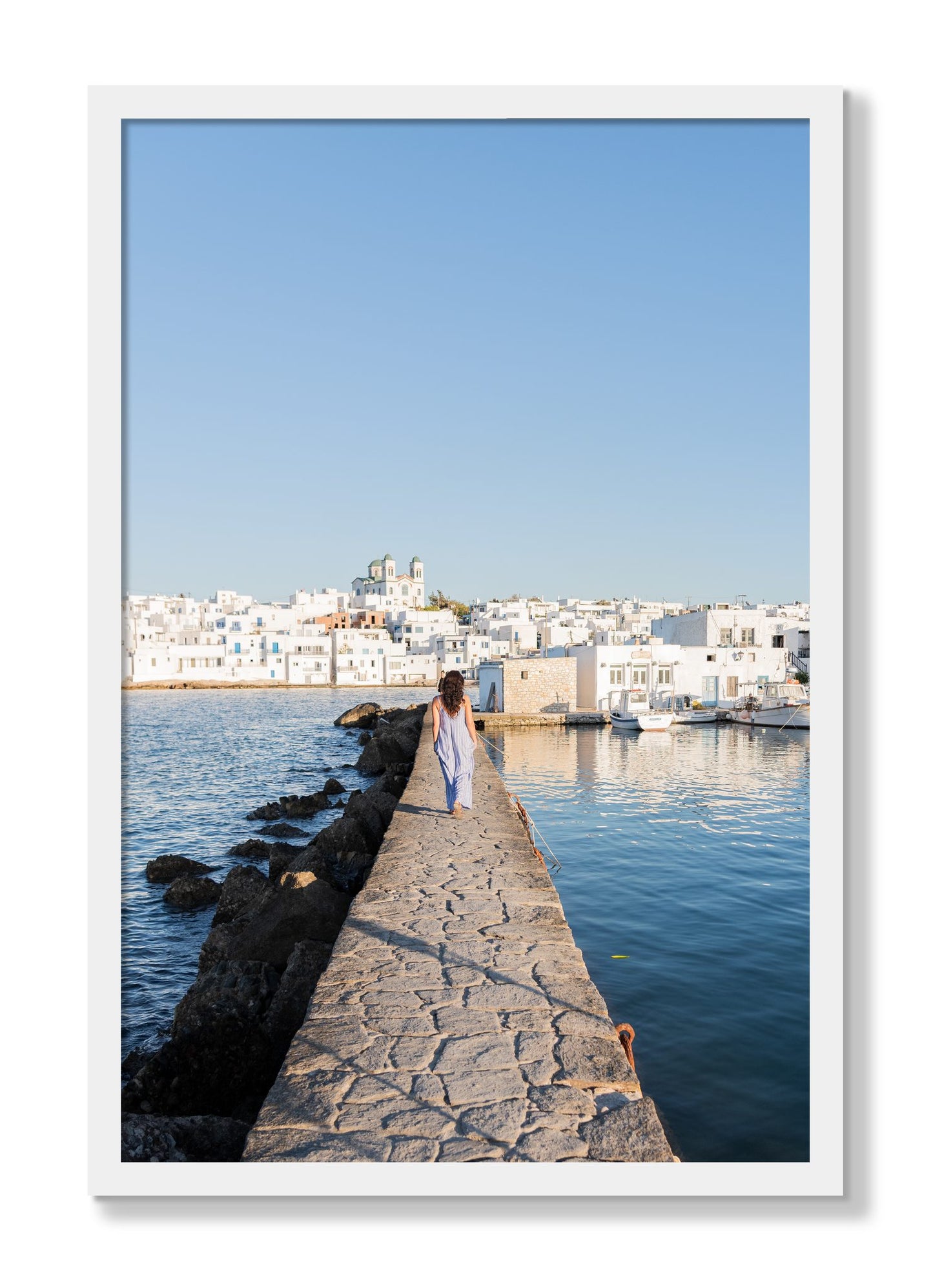 Framed photograph of Path To Paros by Dylan Ozanich, White frame, Full Bleed