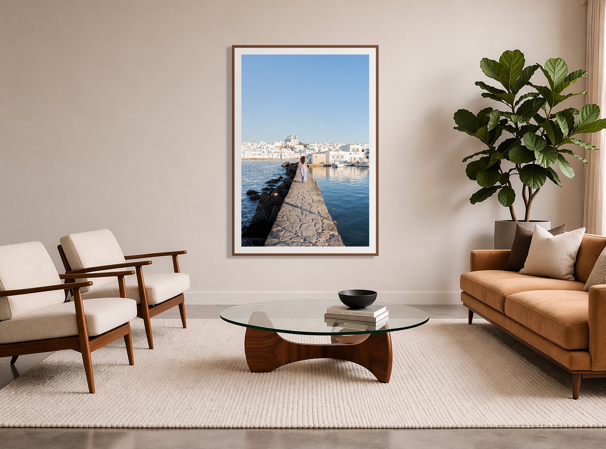 Framed photograph of Path To Paros by Dylan Ozanich displayed on a wall