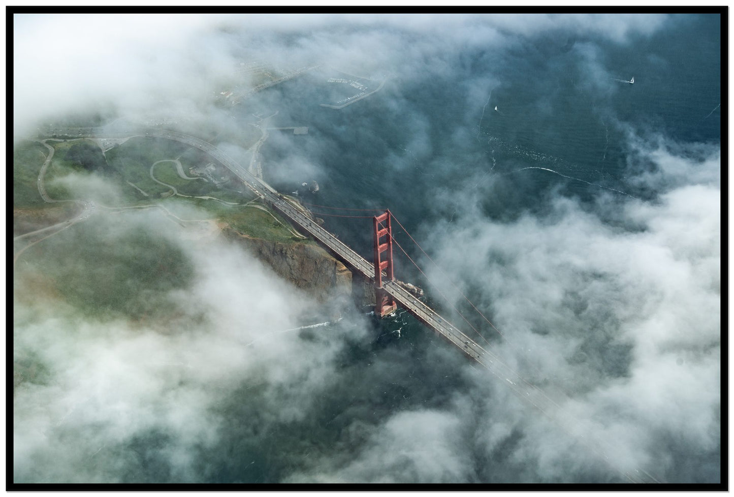 Peaking Through by Dylan Ozanich, 48×72 Full Bleed Print in a Black frame