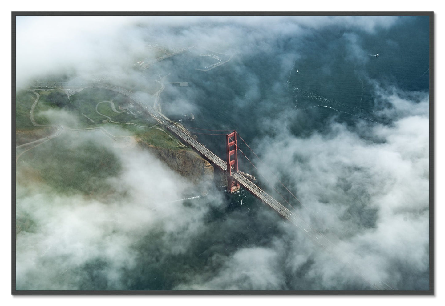 Peaking Through by Dylan Ozanich, 48×72 Full Bleed Print in a Grey frame