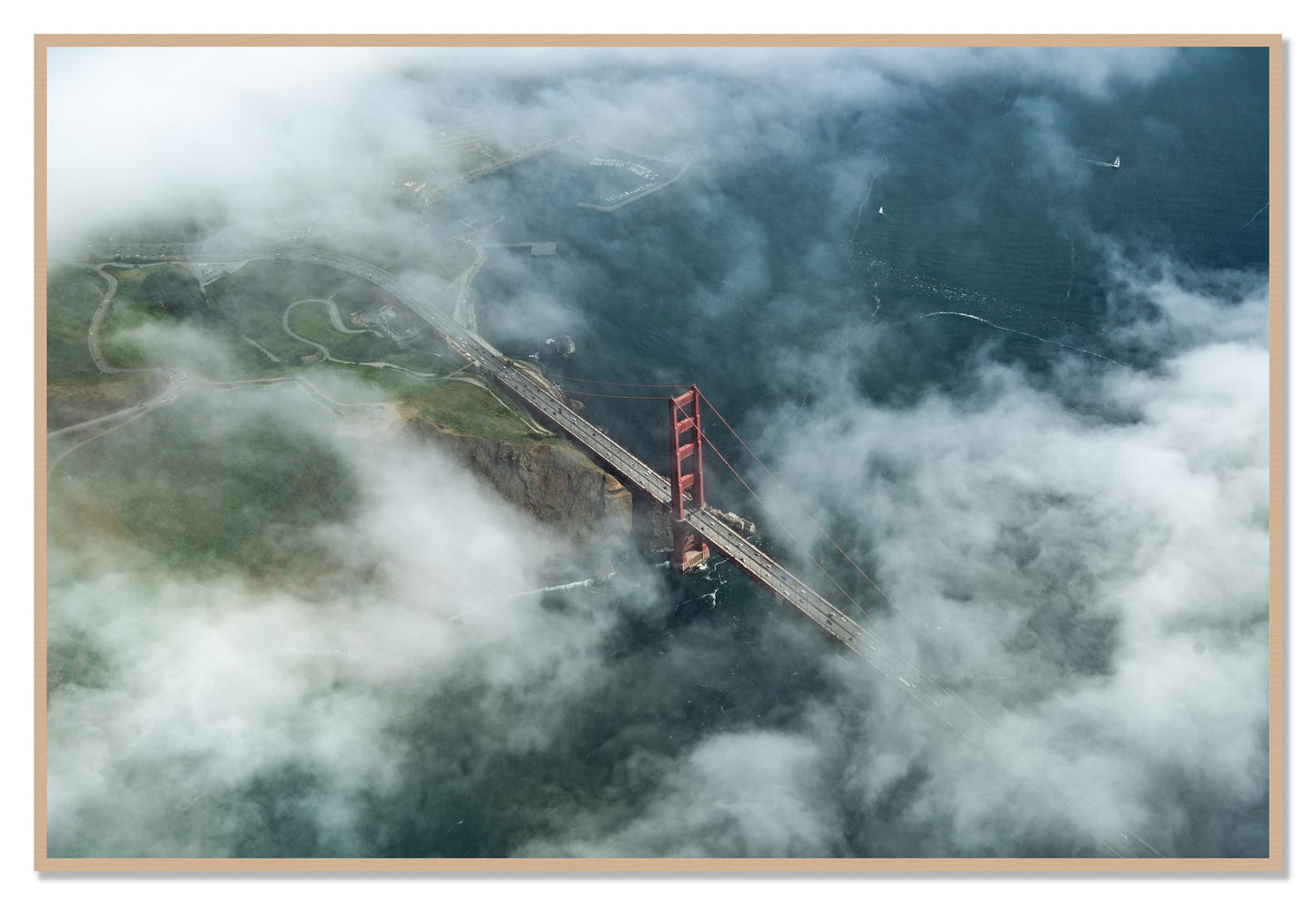 Peaking Through by Dylan Ozanich, 48×72 Full Bleed Print in an Oak frame