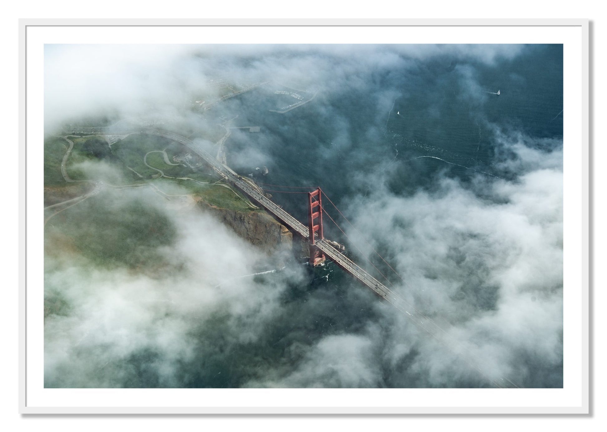 Framed photograph of Peaking Through by Dylan Ozanich, White frame, Borders