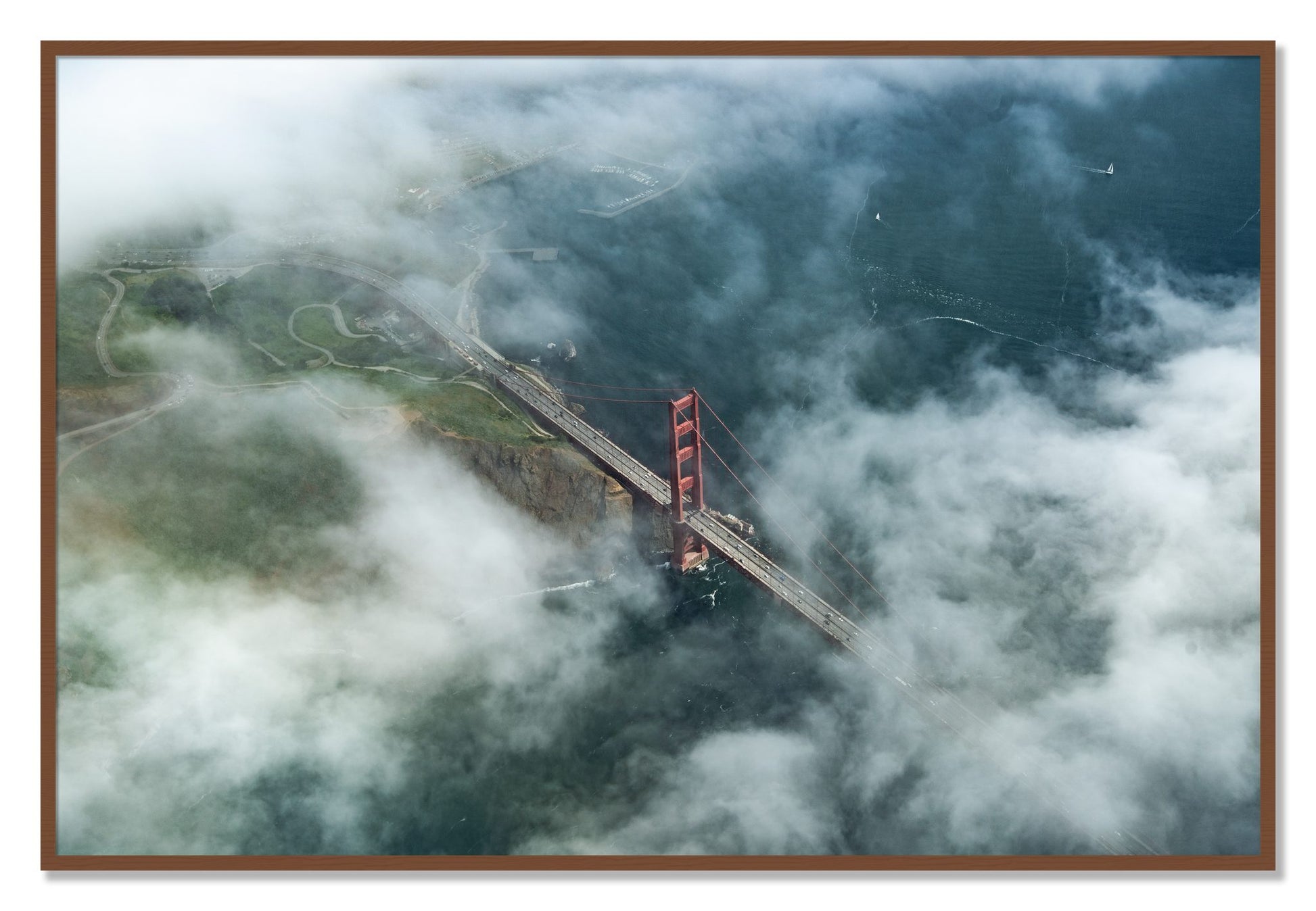 Framed photograph of Peaking Through by Dylan Ozanich, Walnut frame, Full Bleed
