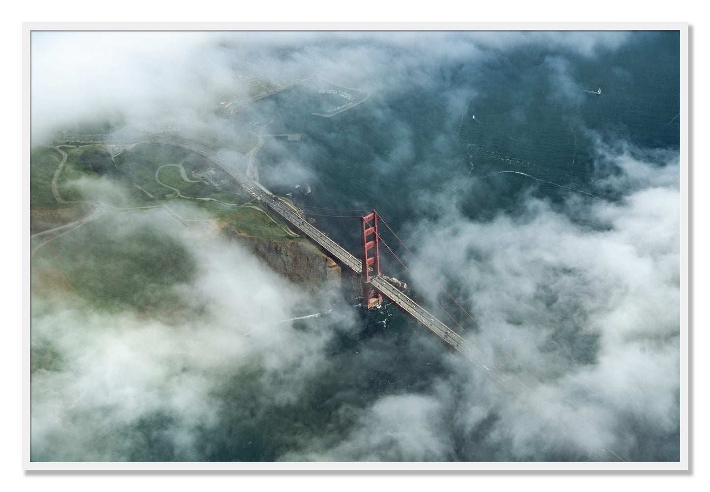 Framed photograph of Peaking Through by Dylan Ozanich, White frame, Full Bleed