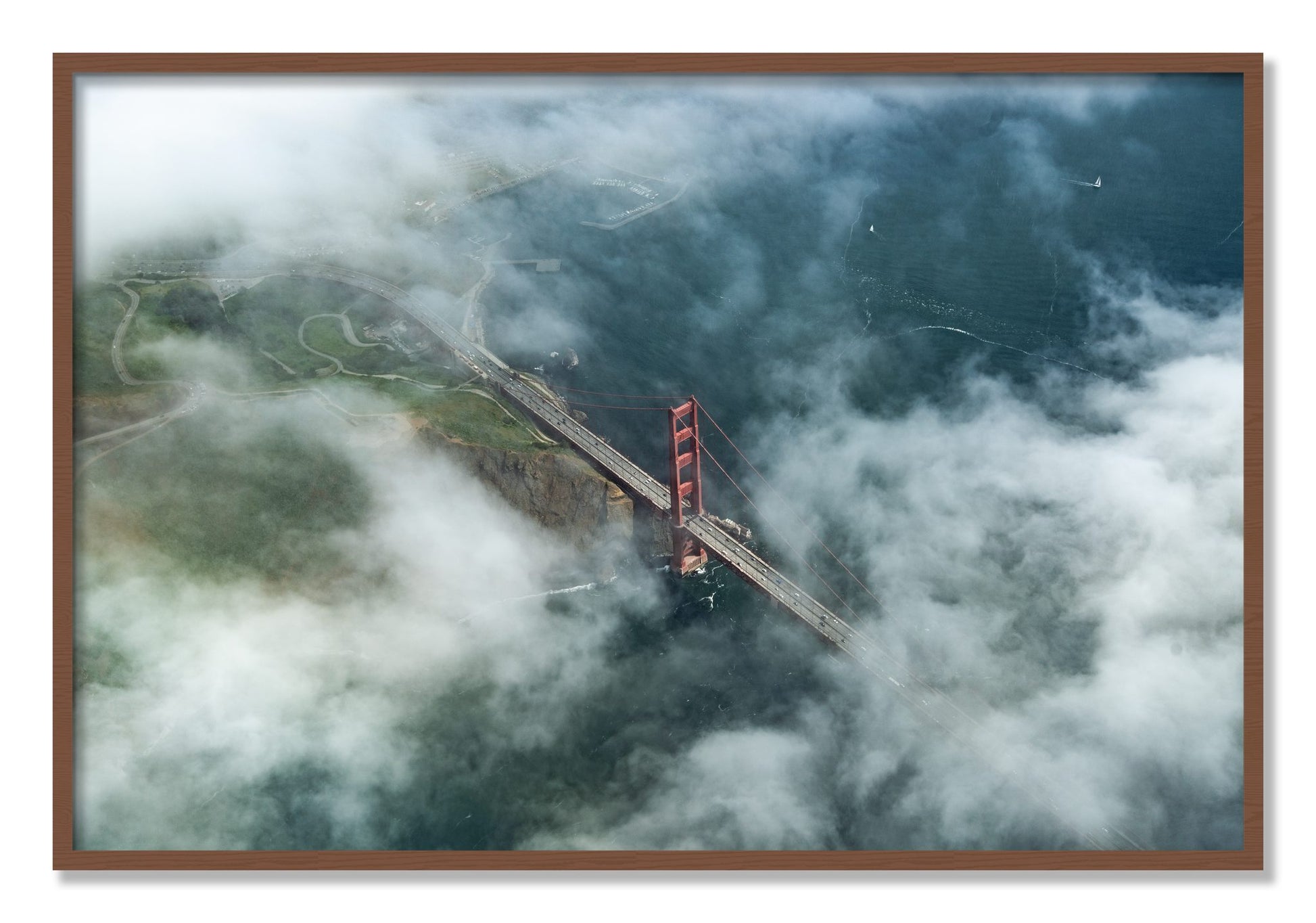 Framed photograph of Peaking Through by Dylan Ozanich, Walnut frame, Full Bleed