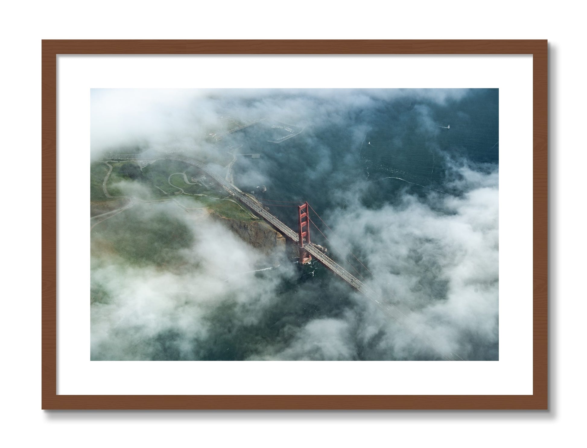 Framed photograph of Peaking Through by Dylan Ozanich, Walnut frame, Borders