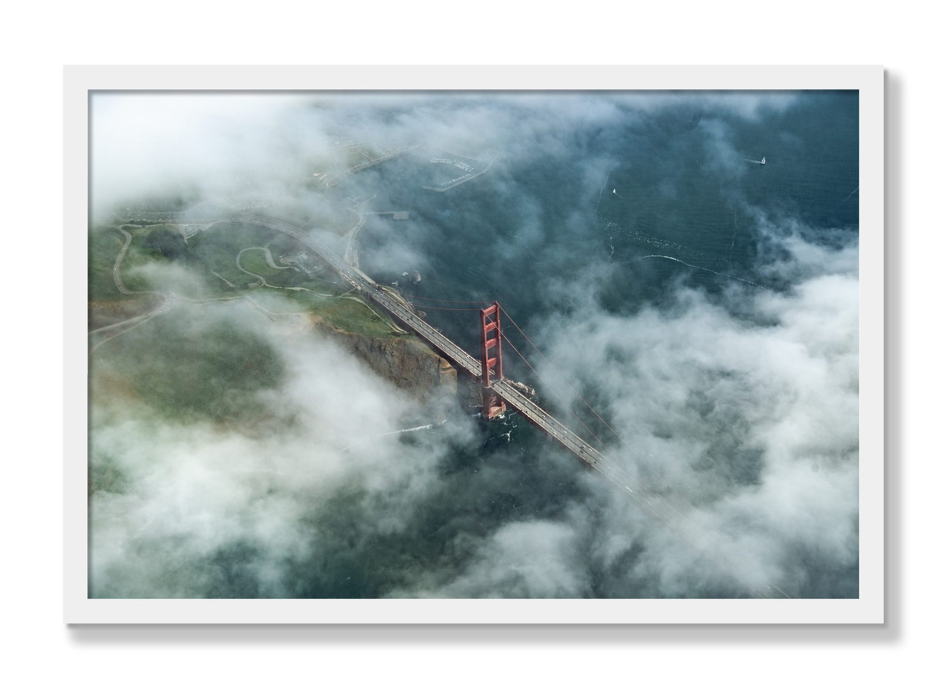 Framed photograph of Peaking Through by Dylan Ozanich, White frame, Full Bleed