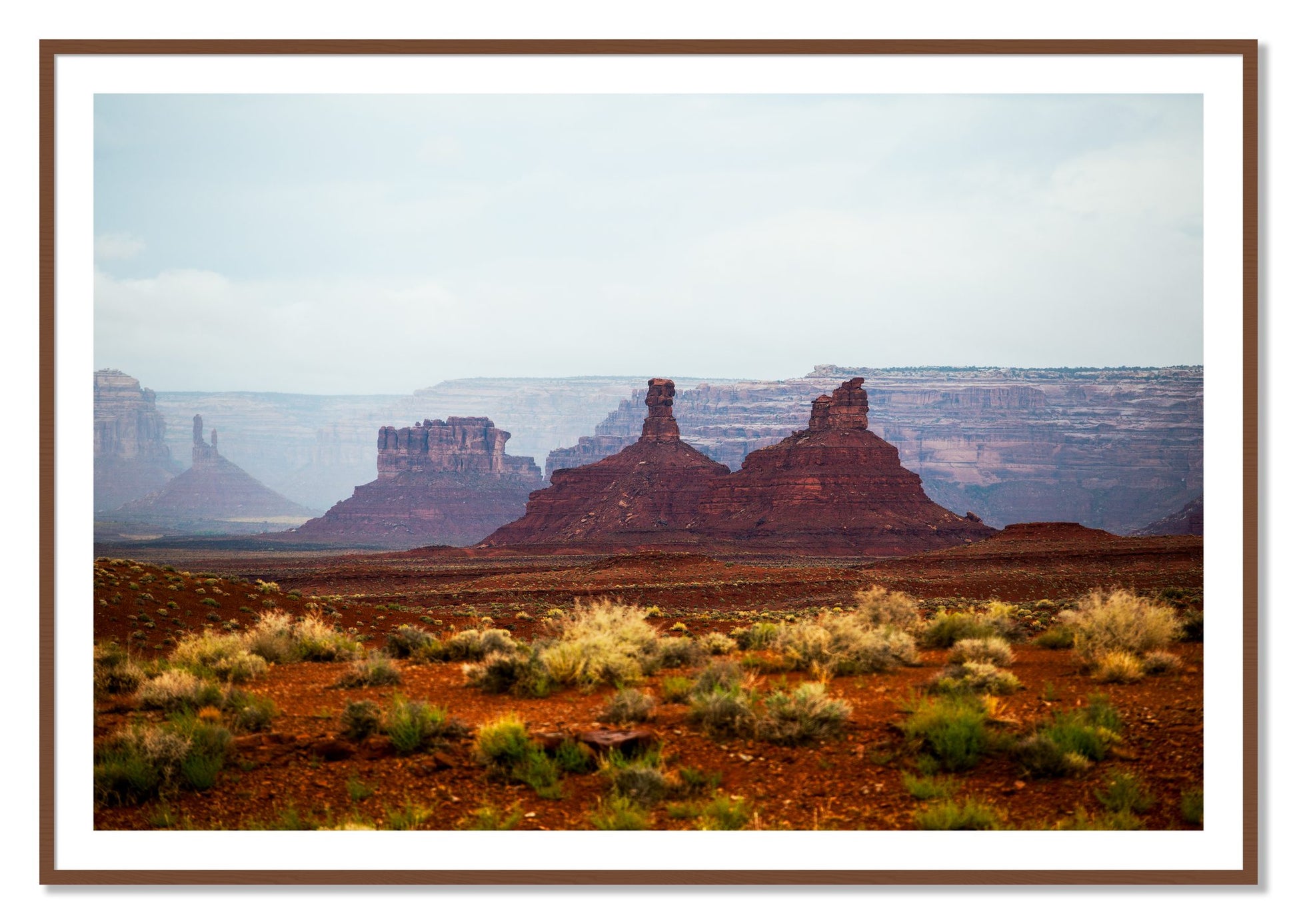 Framed photograph of Pillars by Dylan Ozanich, Walnut frame, Borders