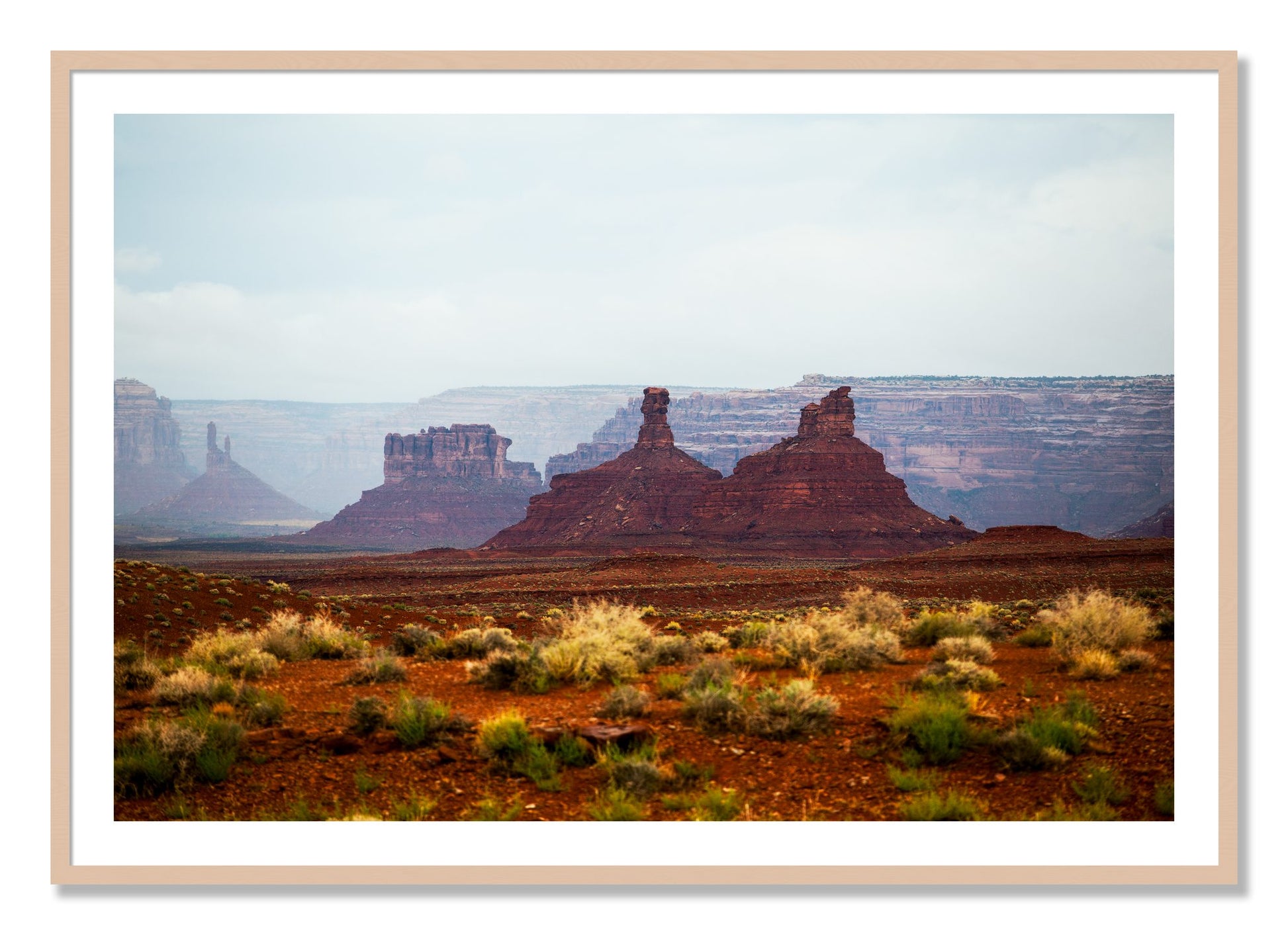 Framed photograph of Pillars by Dylan Ozanich, Maple frame, Borders