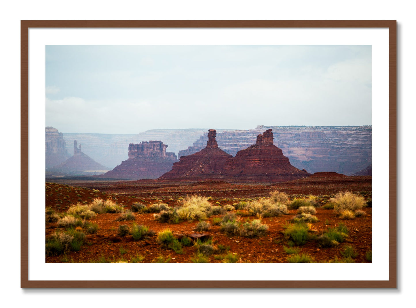 Framed photograph of Pillars by Dylan Ozanich, Walnut frame, Borders