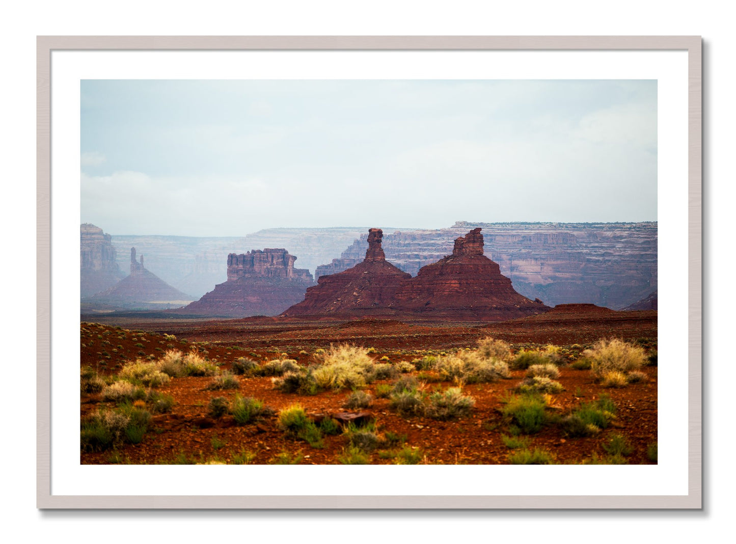 Framed photograph of Pillars by Dylan Ozanich, White Maple frame, Borders