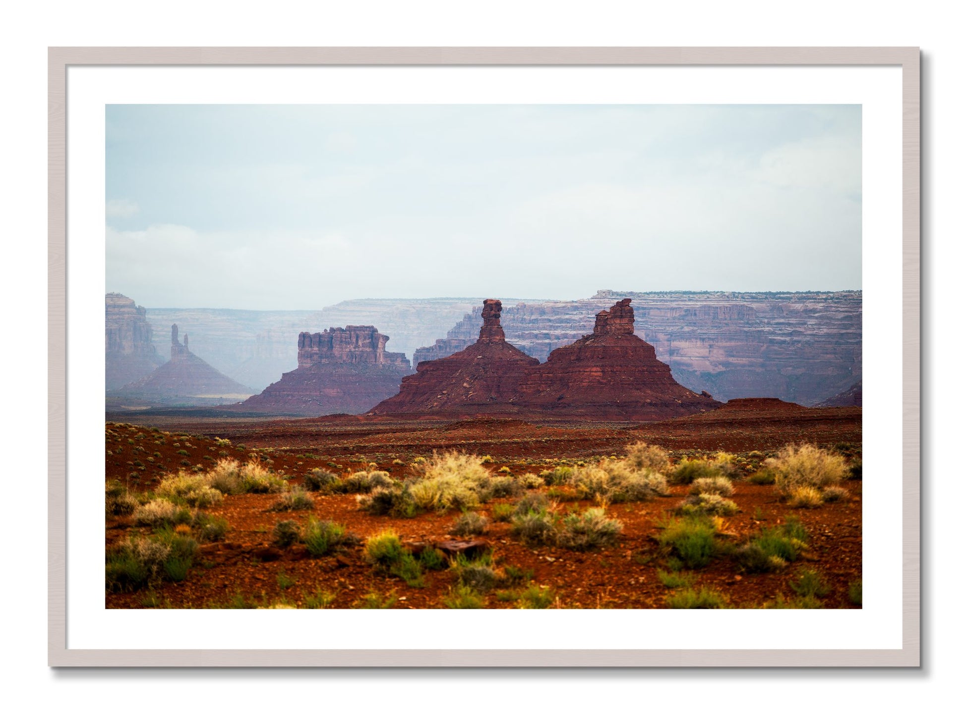 Framed photograph of Pillars by Dylan Ozanich, White Maple frame, Borders