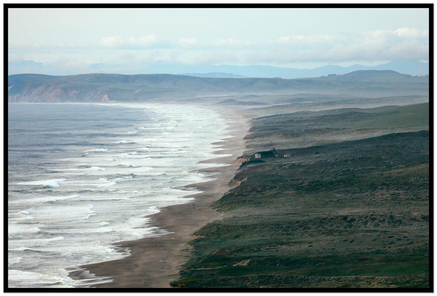 Point Reyes Ranch by Dylan Ozanich, 48×72 Full Bleed Print in a Black frame
