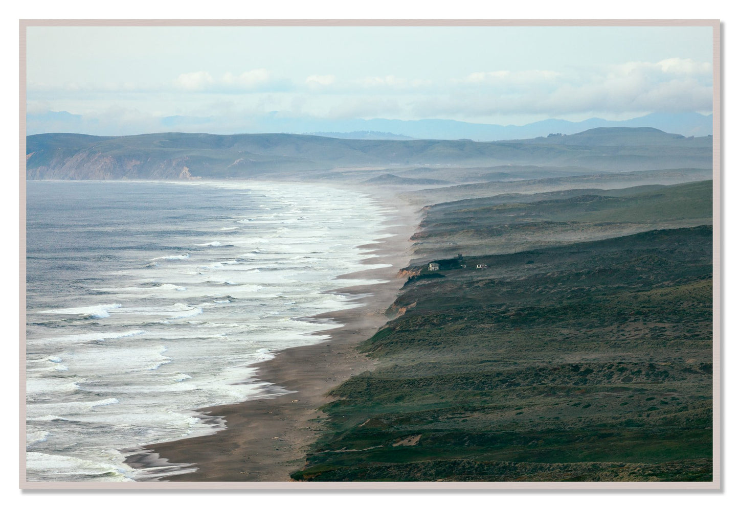 Point Reyes Ranch by Dylan Ozanich, 48×72 Full Bleed Print in a White Maple frame