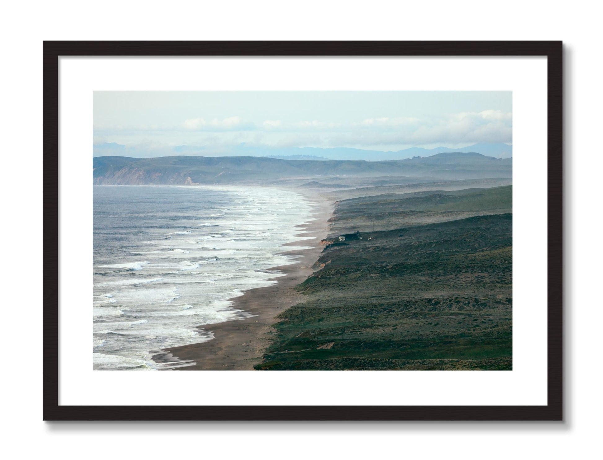 Framed photograph of Point Reyes Ranch by Dylan Ozanich, Black frame, Borders