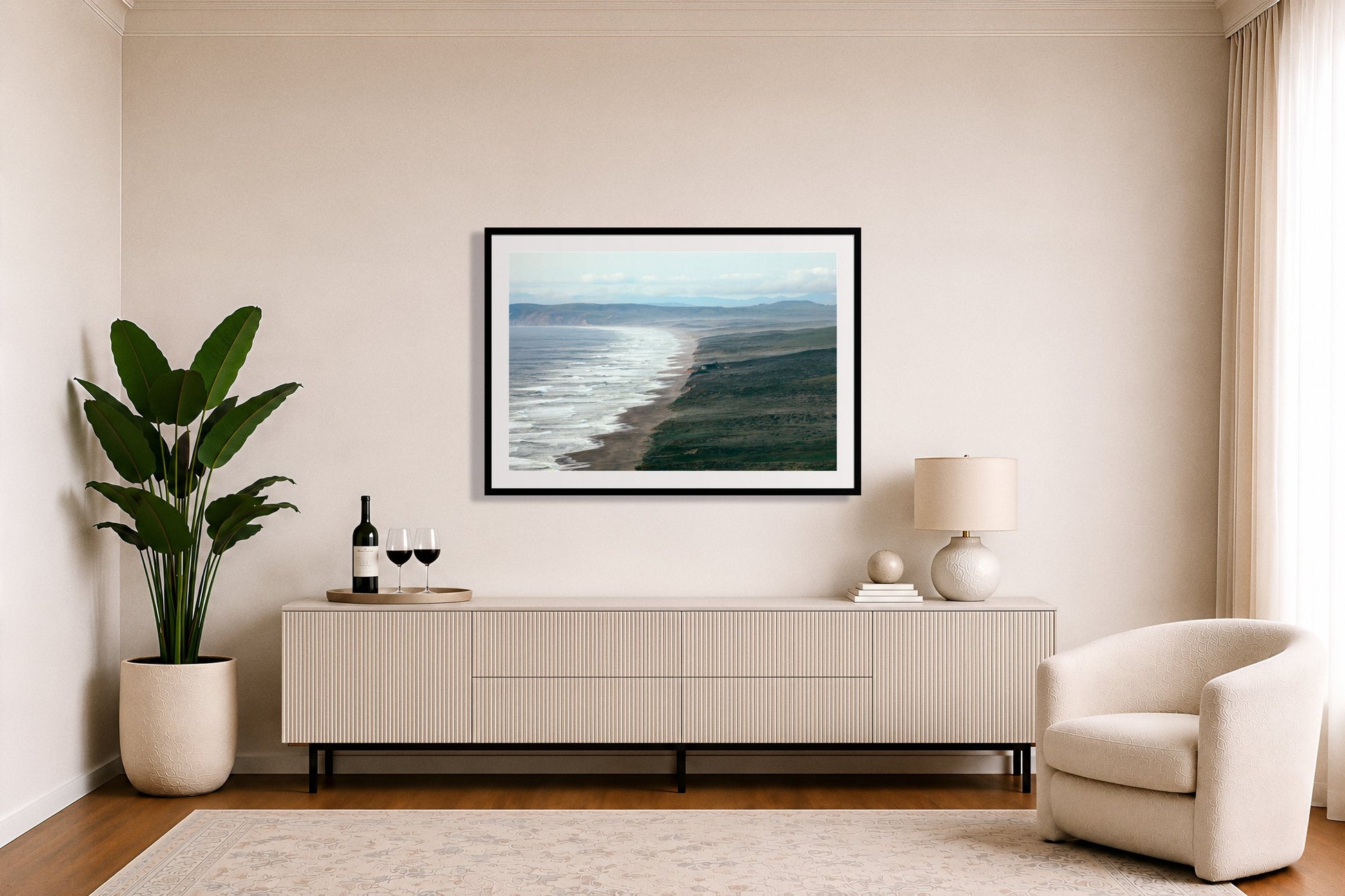 Framed photograph of Point Reyes Ranch by Dylan Ozanich displayed on a wall