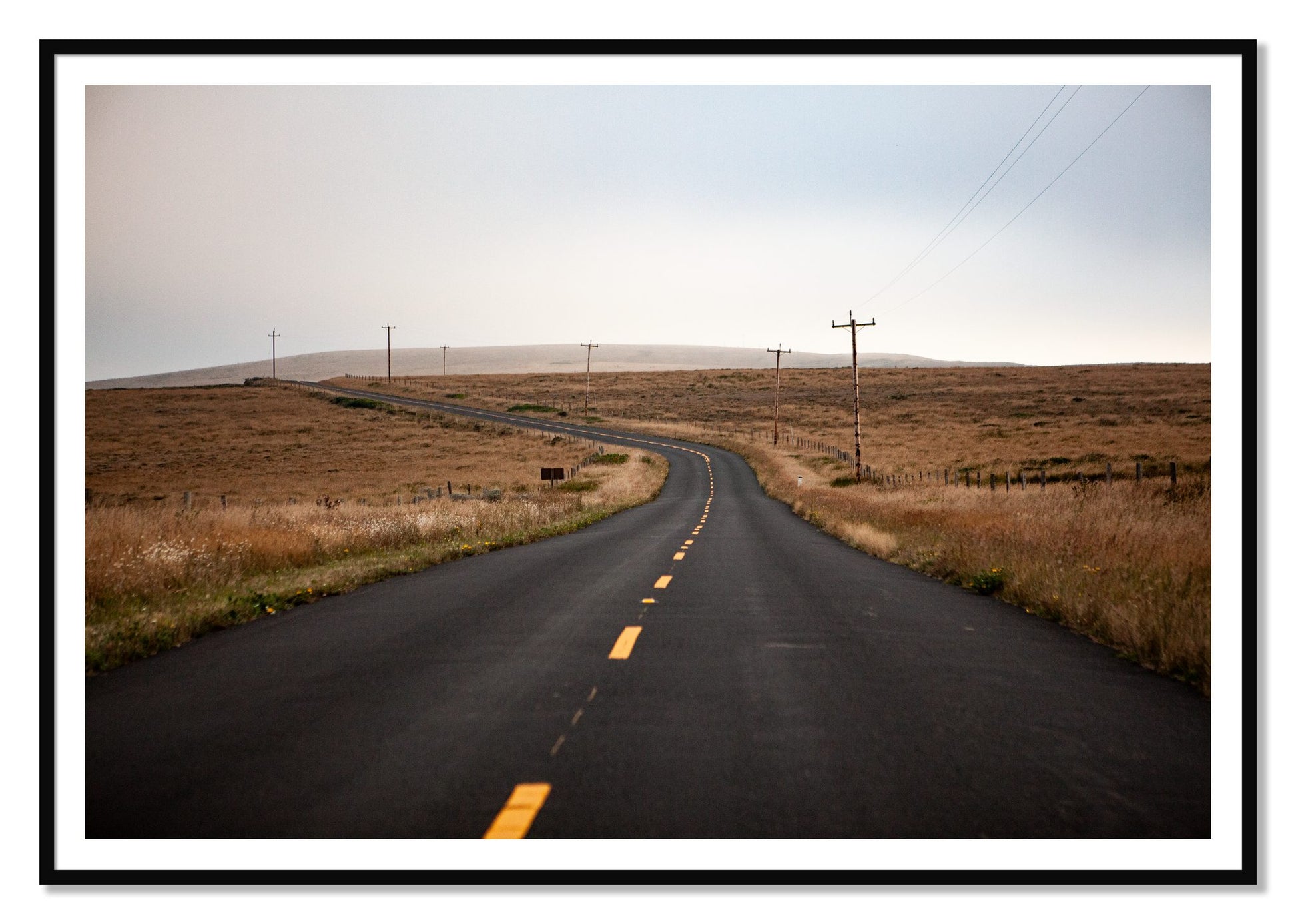 Point Reyes by Dylan Ozanich, 48×72 print with a White Border in a Black frame