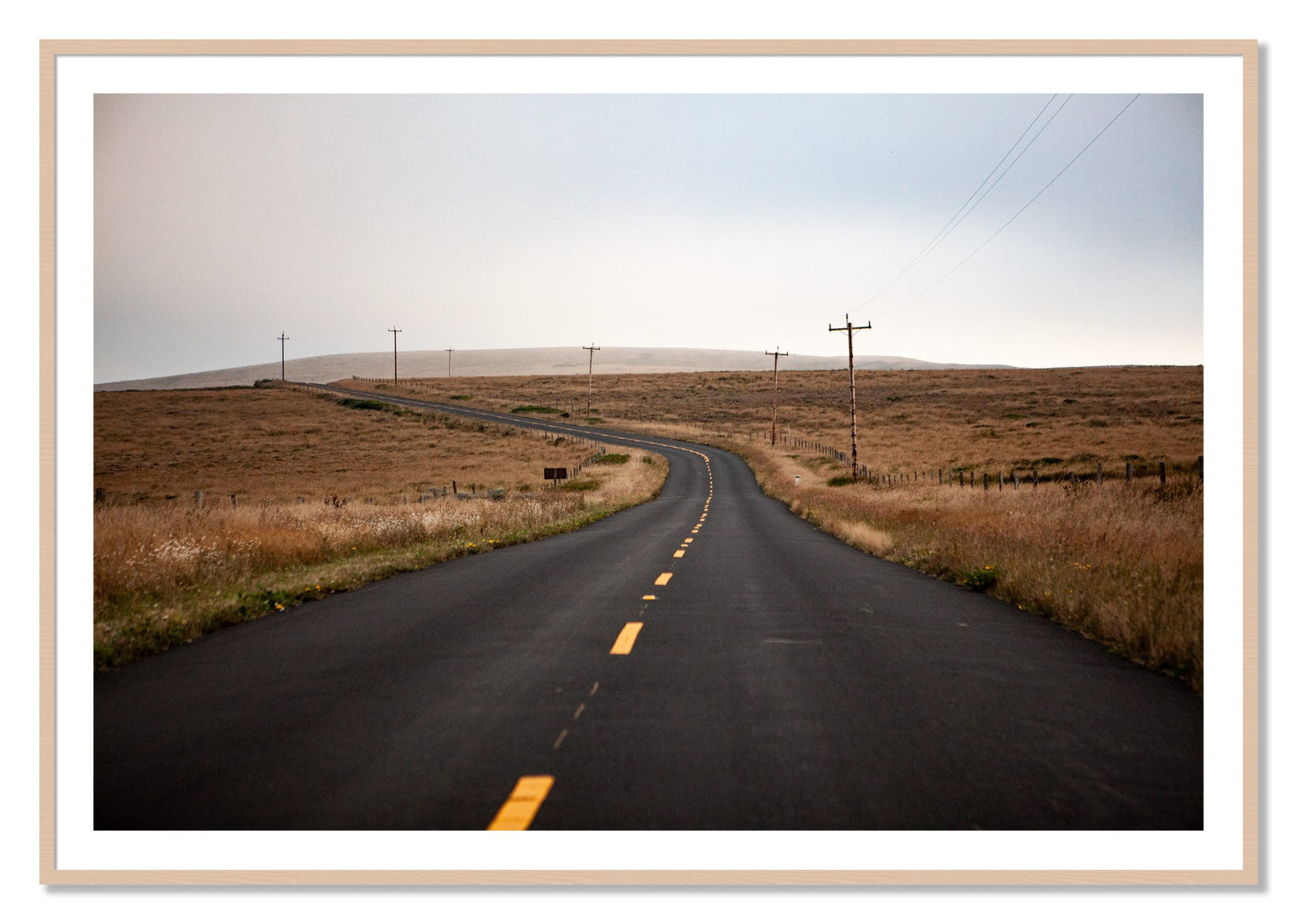 Framed photograph of Point Reyes by Dylan Ozanich, Maple frame, Borders