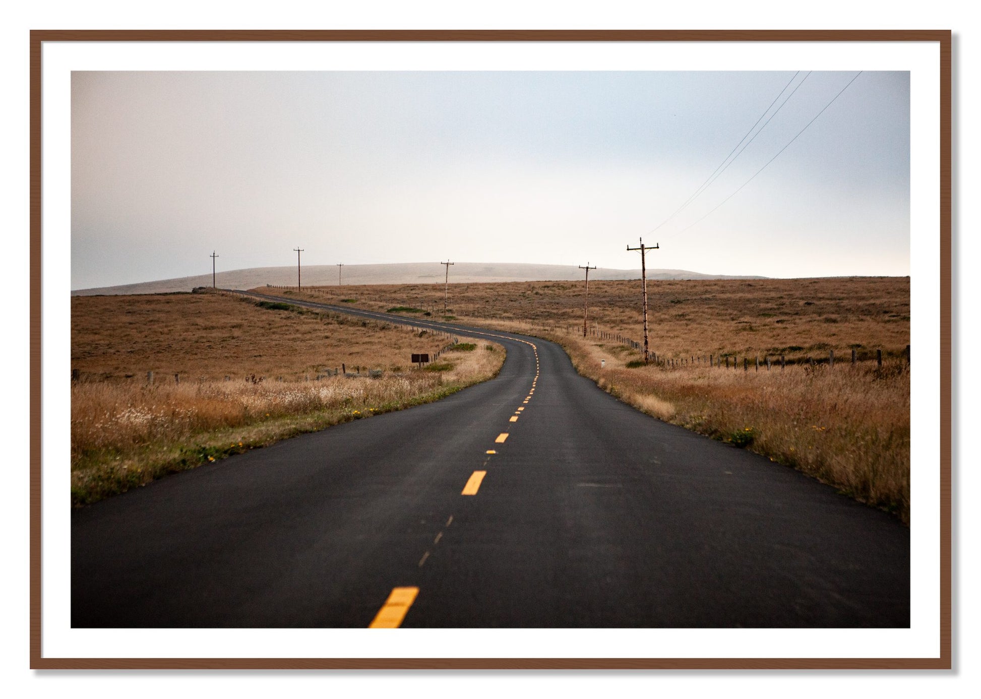 Framed photograph of Point Reyes by Dylan Ozanich, Walnut frame, Borders