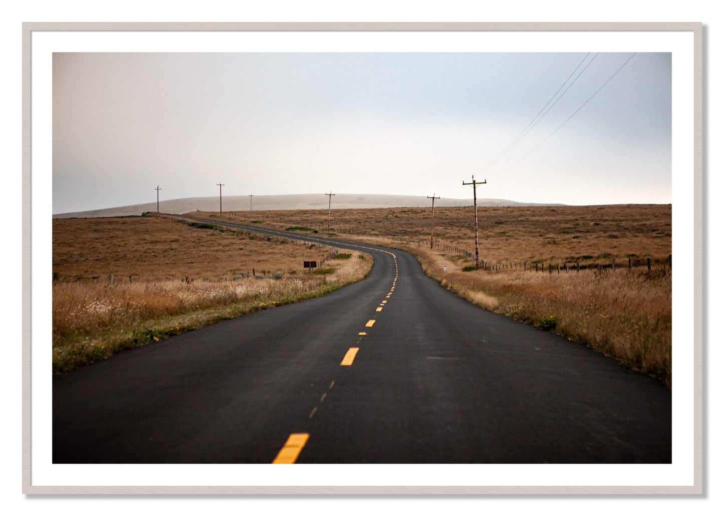 Framed photograph of Point Reyes by Dylan Ozanich, White Maple frame, Borders