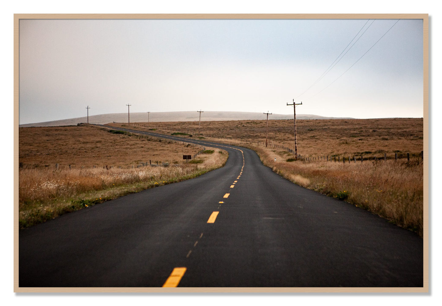 Framed photograph of Point Reyes by Dylan Ozanich, Oak frame, Full Bleed