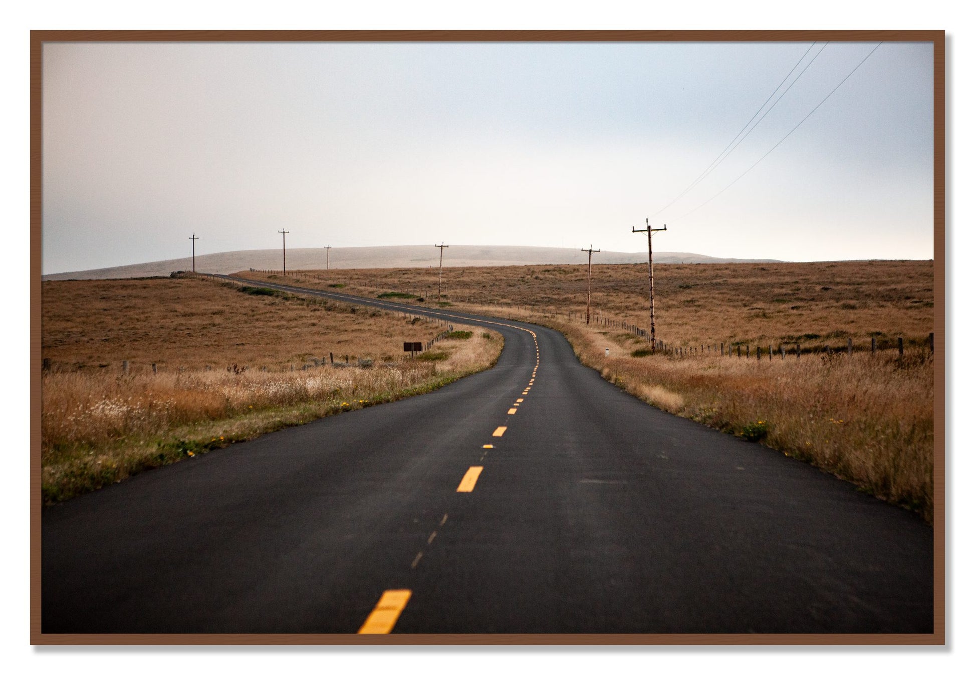 Framed photograph of Point Reyes by Dylan Ozanich, Walnut frame, Full Bleed