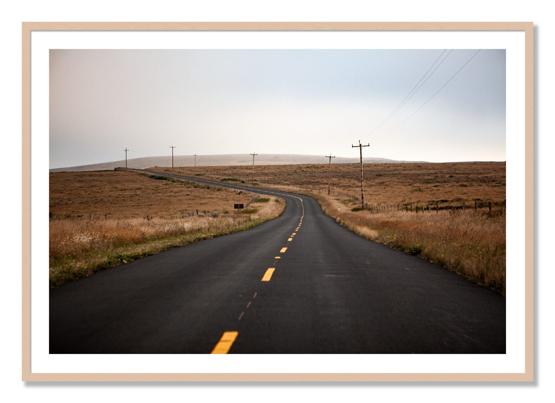 Framed photograph of Point Reyes by Dylan Ozanich, Maple frame, Borders
