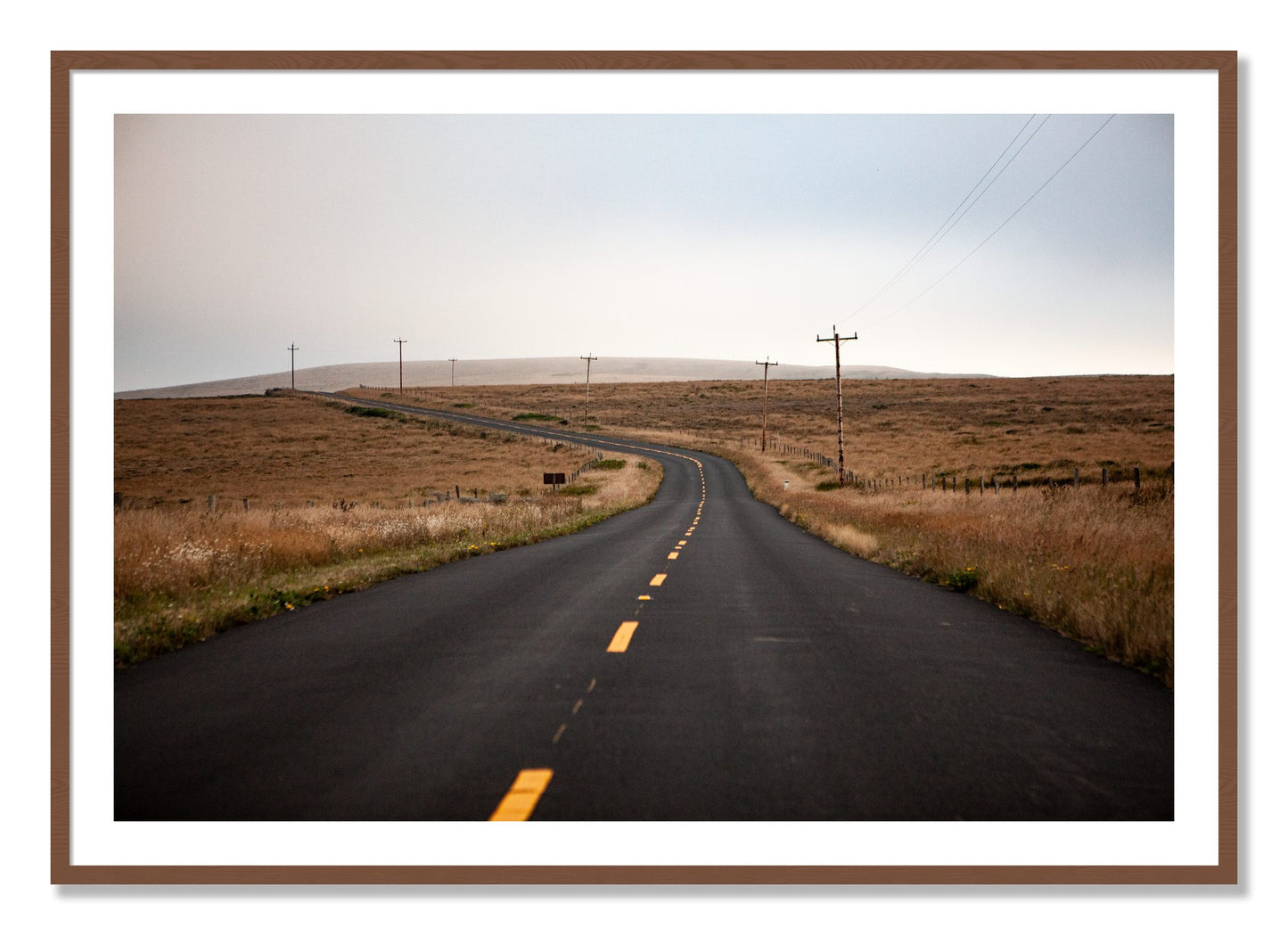 Framed photograph of Point Reyes by Dylan Ozanich, Walnut frame, Borders
