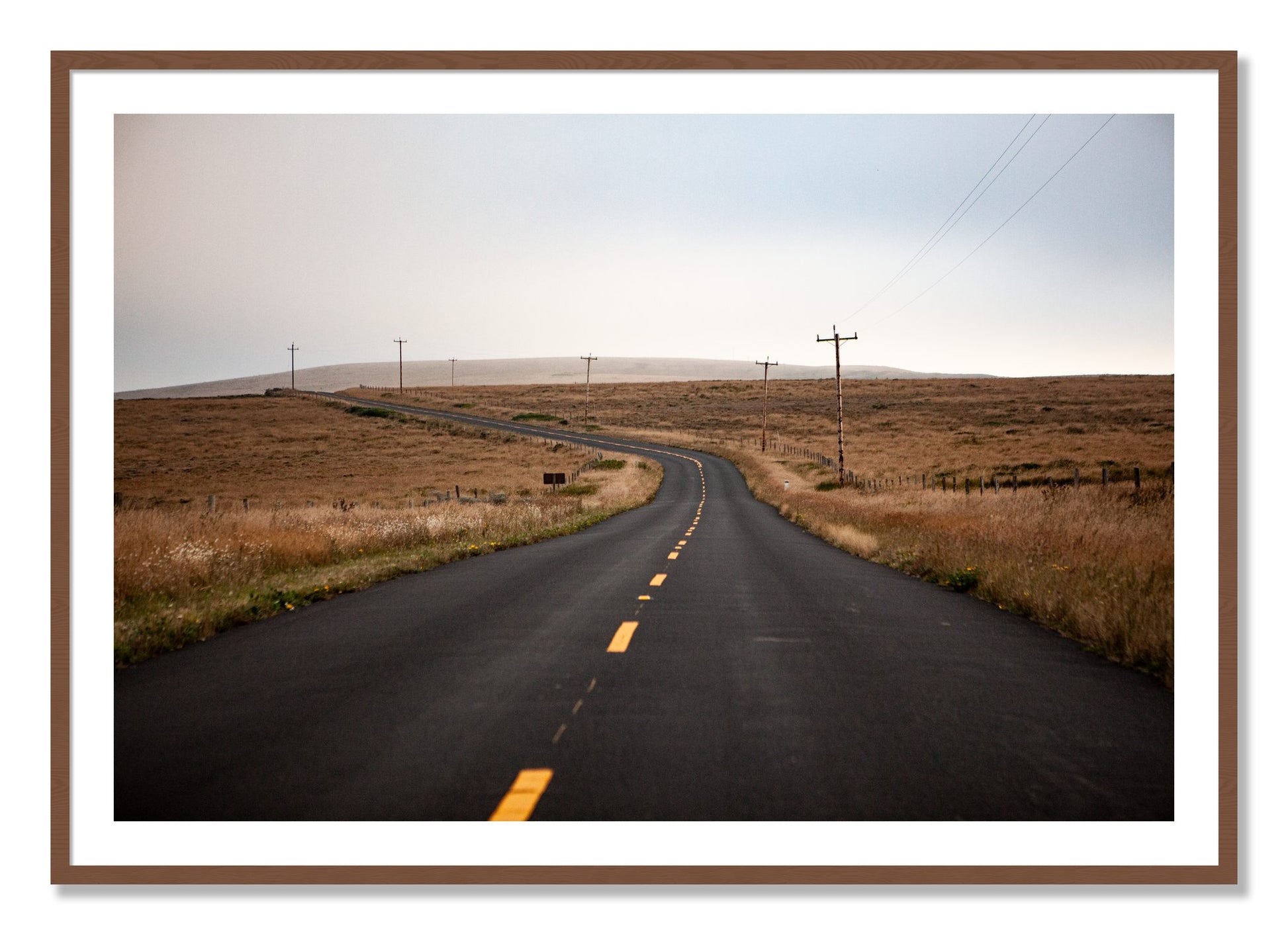 Framed photograph of Point Reyes by Dylan Ozanich, Walnut frame, Borders