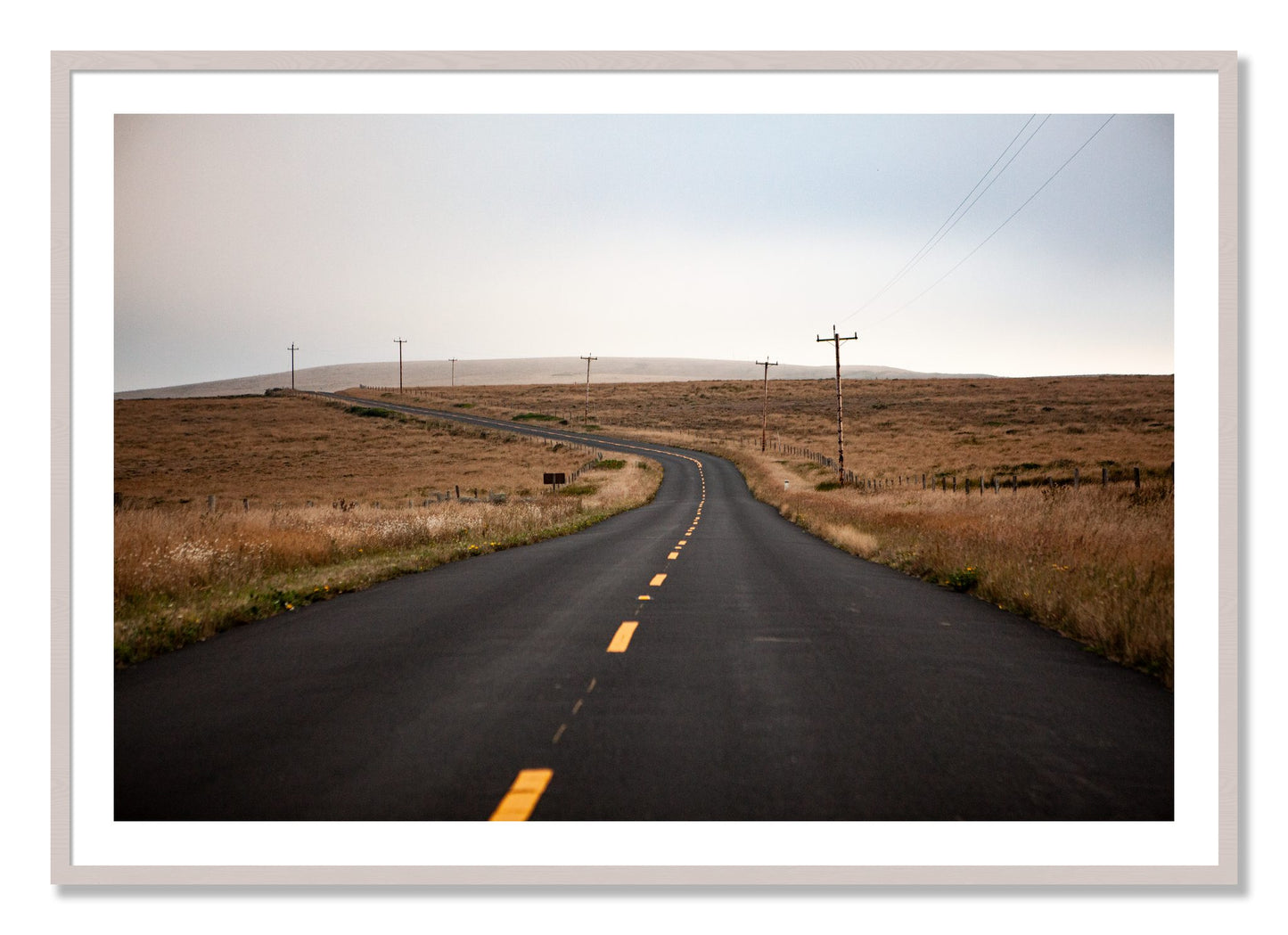 Framed photograph of Point Reyes by Dylan Ozanich, White Maple frame, Borders