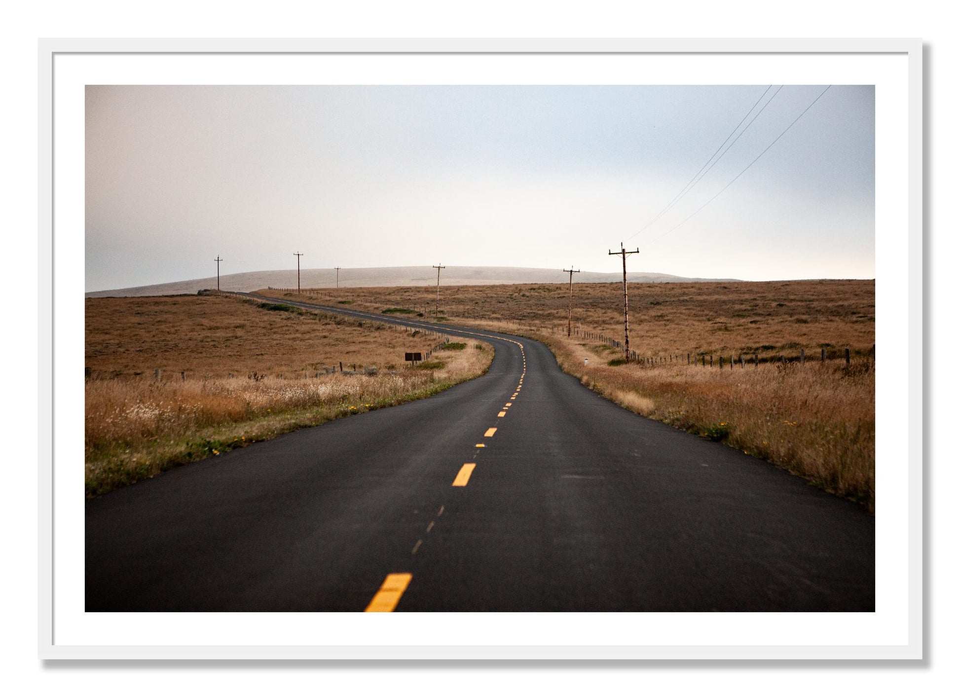 Framed photograph of Point Reyes by Dylan Ozanich, White frame, Borders