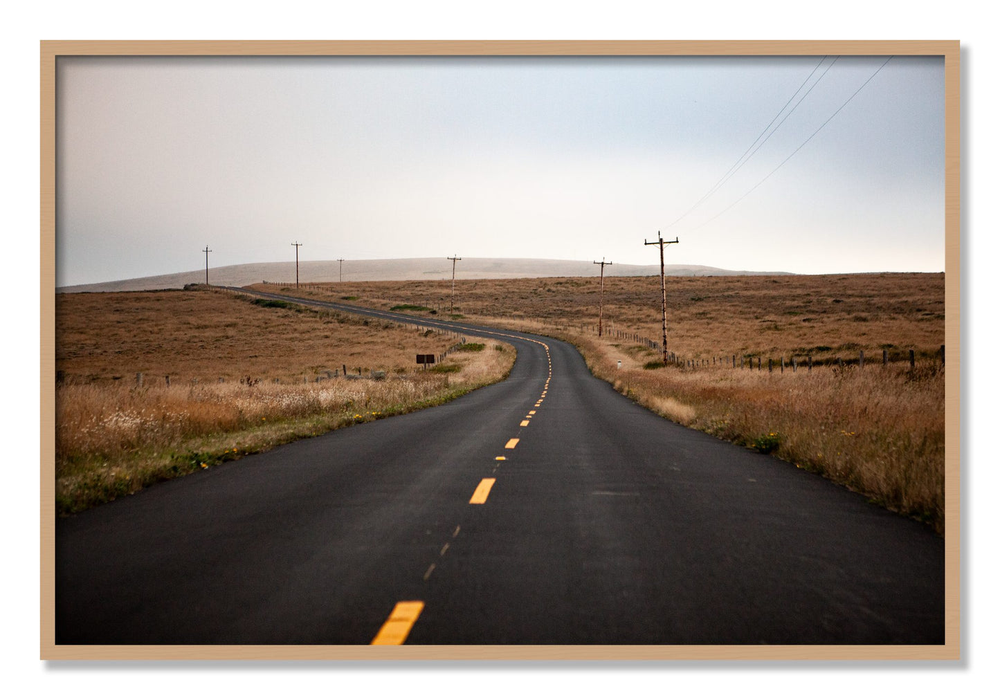 Framed photograph of Point Reyes by Dylan Ozanich, Oak frame, Full Bleed