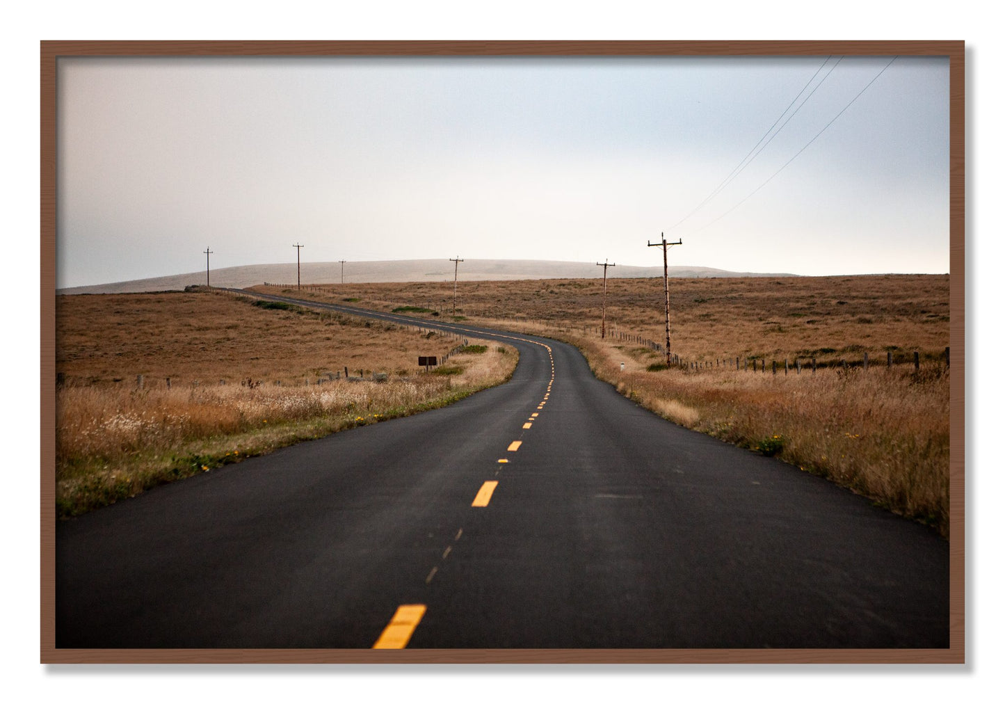 Framed photograph of Point Reyes by Dylan Ozanich, Walnut frame, Full Bleed