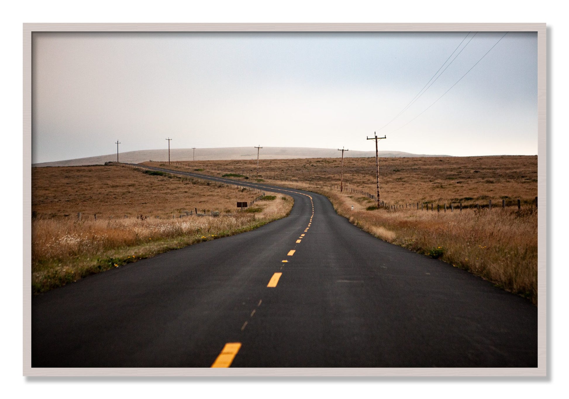 Framed photograph of Point Reyes by Dylan Ozanich, White Maple frame, Full Bleed