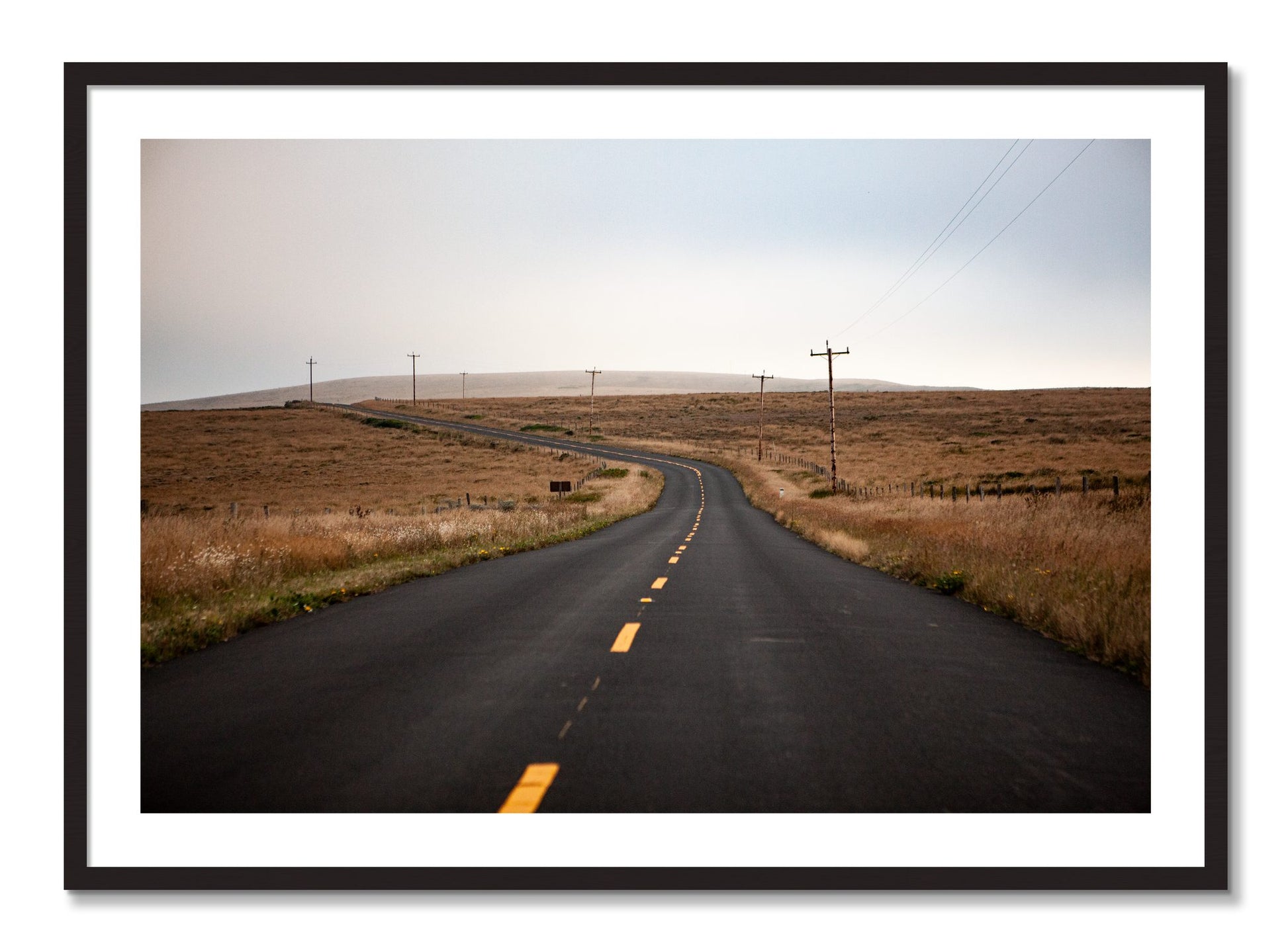 Framed photograph of Point Reyes by Dylan Ozanich, Black Walnut frame, Borders