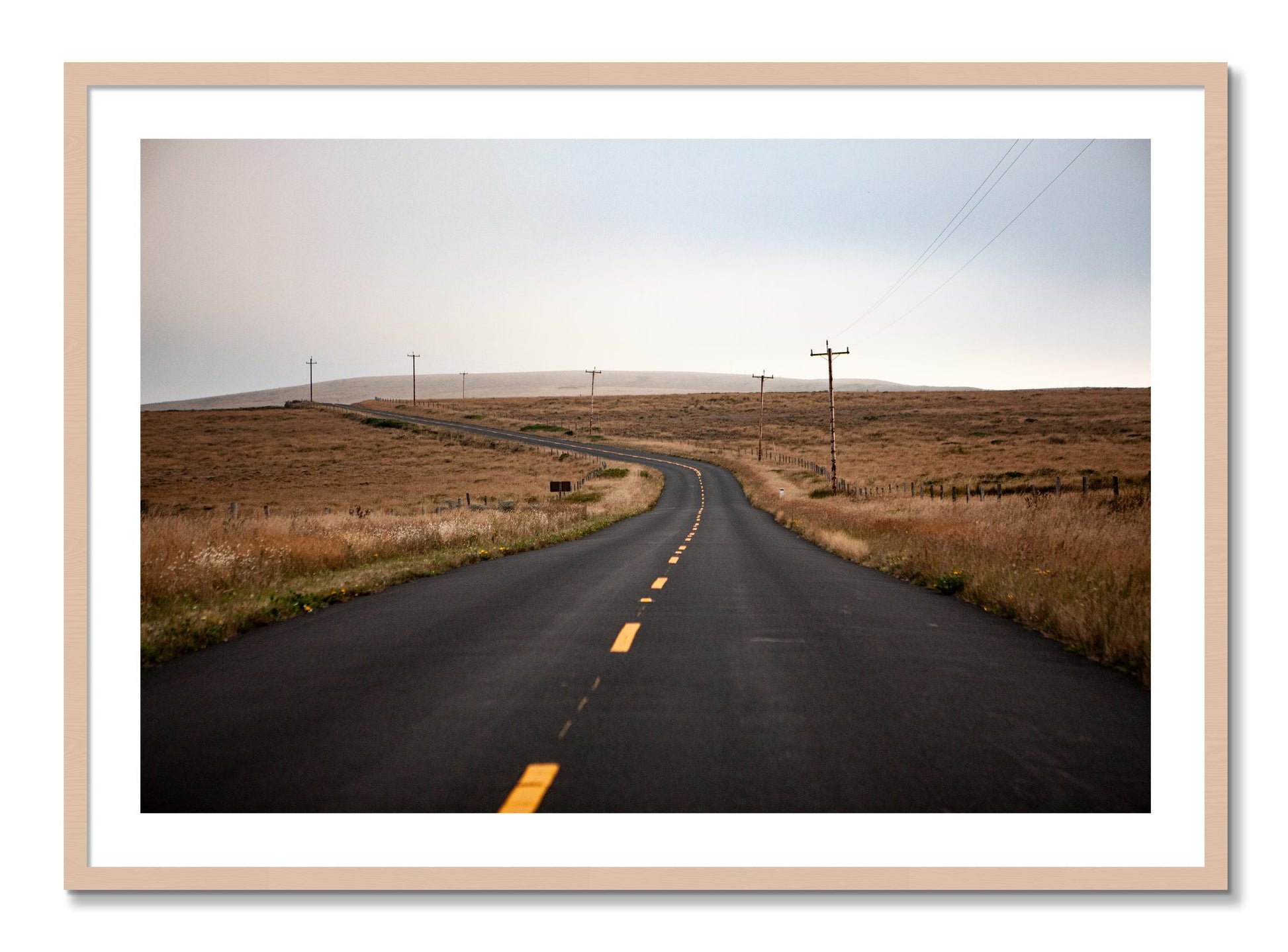 Framed photograph of Point Reyes by Dylan Ozanich, Maple frame, Borders