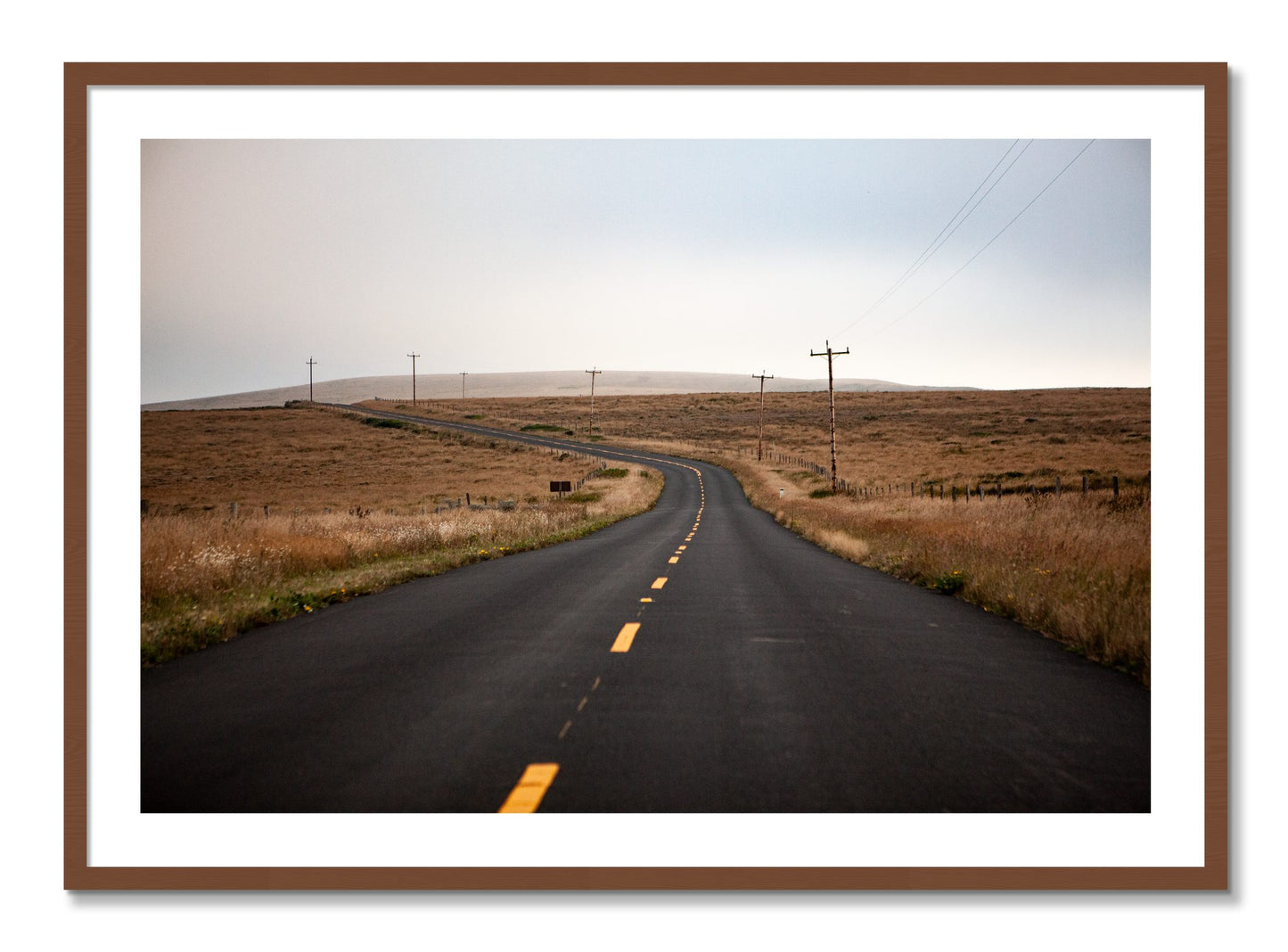 Framed photograph of Point Reyes by Dylan Ozanich, Walnut frame, Borders