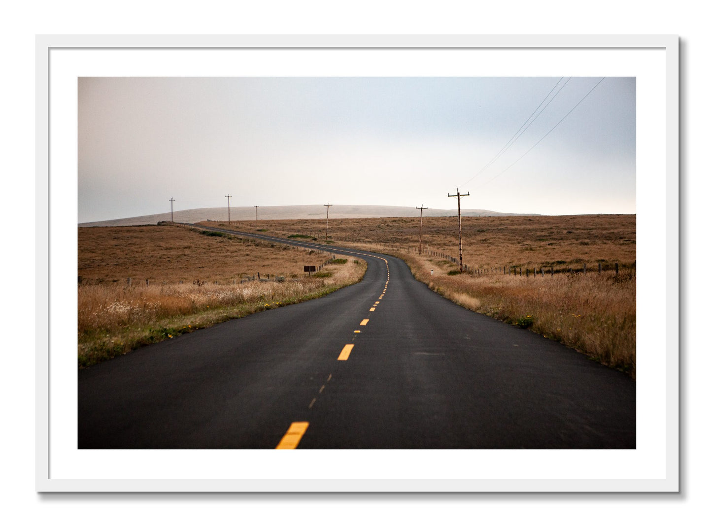 Framed photograph of Point Reyes by Dylan Ozanich, White frame, Borders