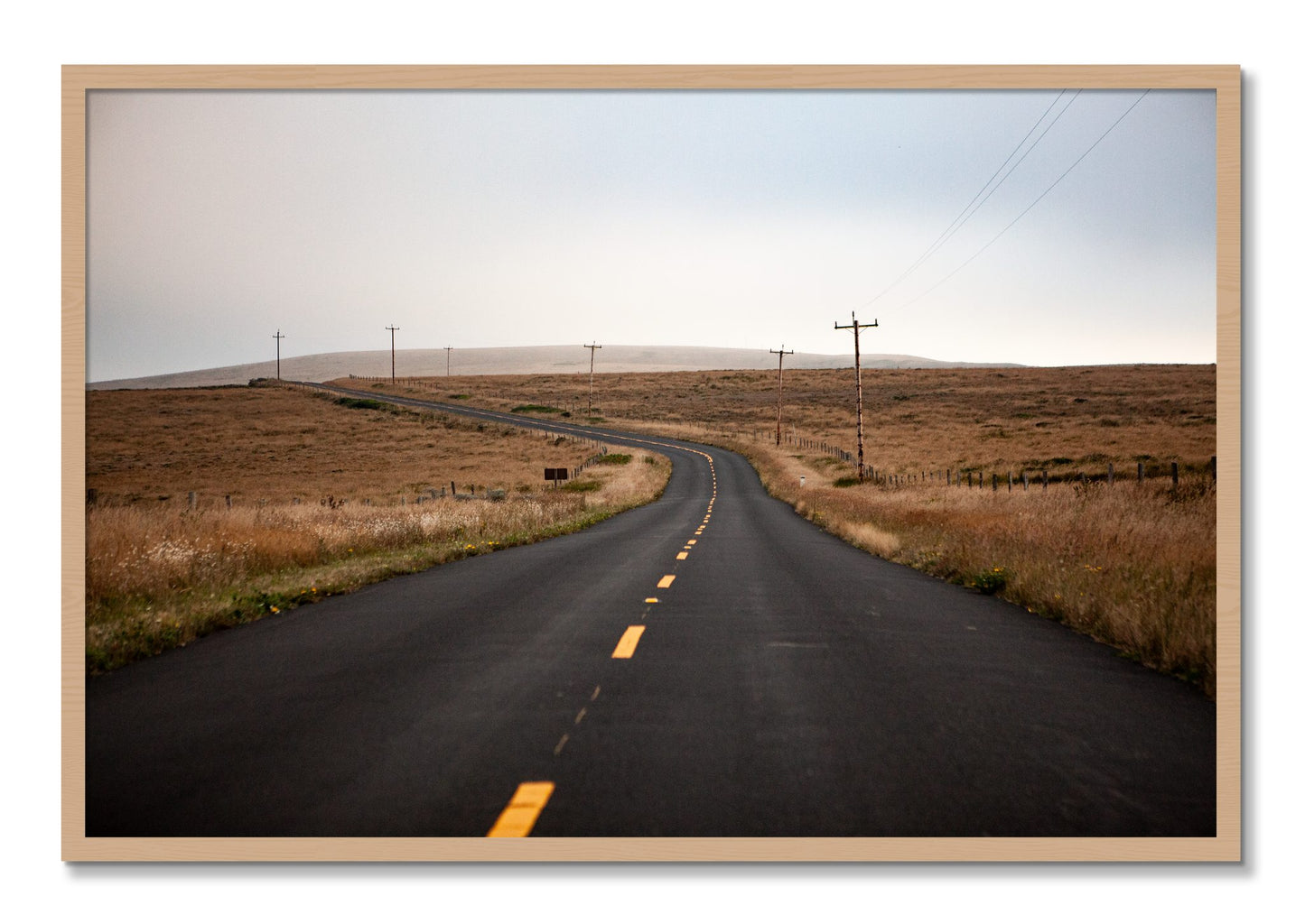 Framed photograph of Point Reyes by Dylan Ozanich, Oak frame, Full Bleed