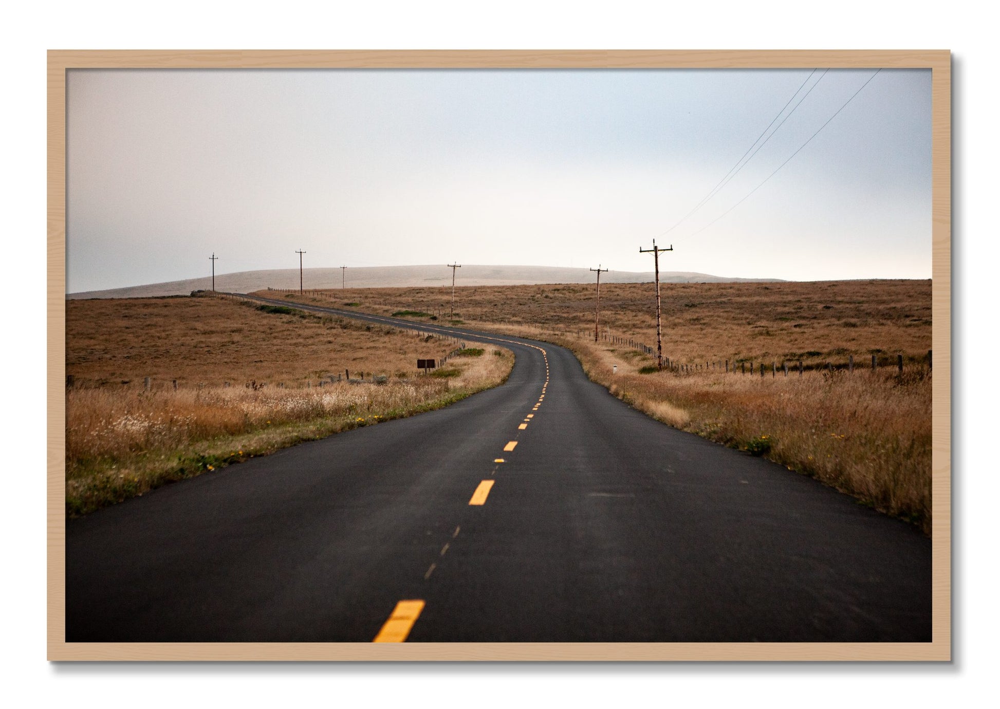 Framed photograph of Point Reyes by Dylan Ozanich, Oak frame, Full Bleed